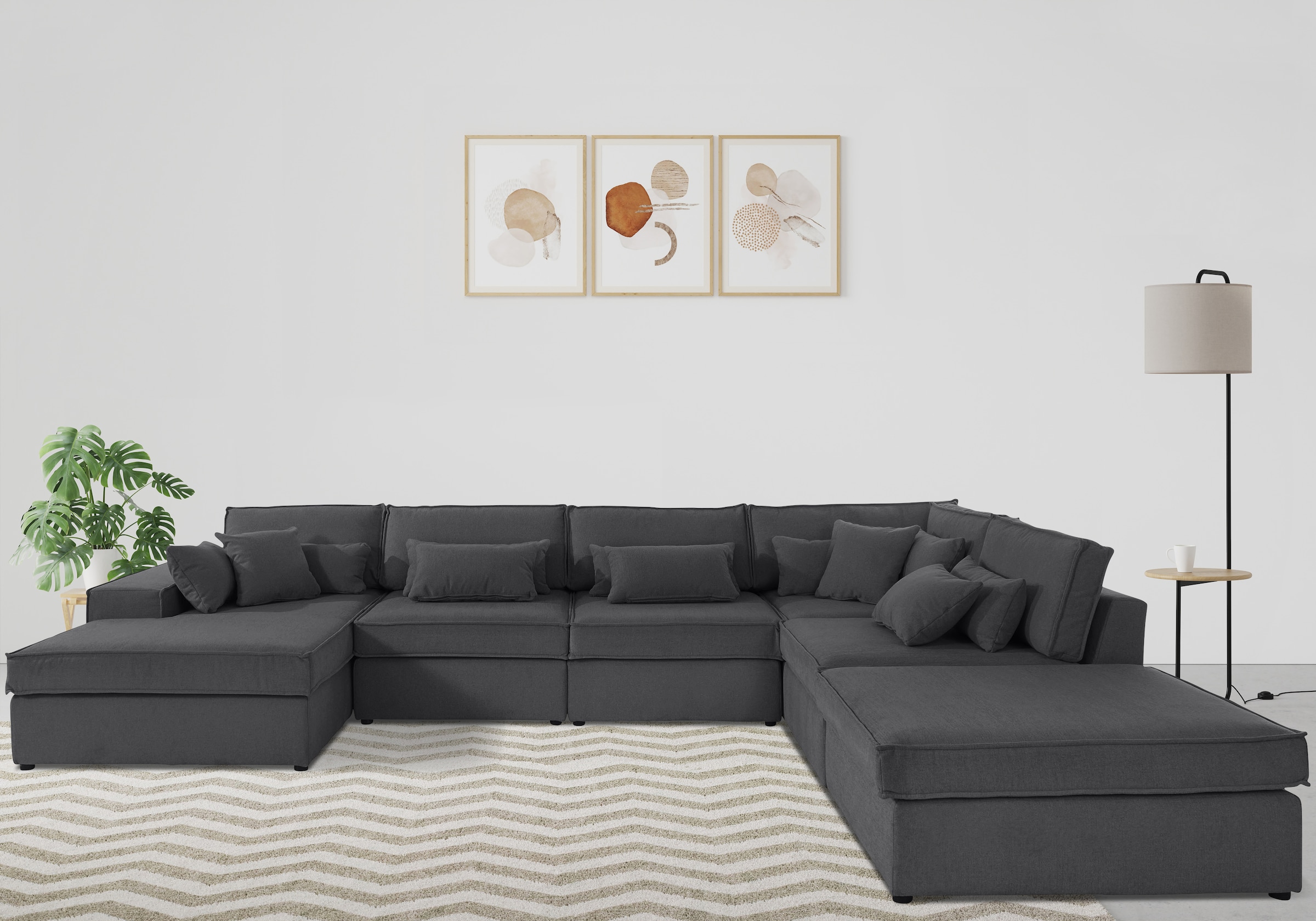 OTTO home Wohnlandschaft "Florid U-Form" 6 Teile, bestehend aus Modulen, viele Bezugsqualitäten, auch in Cord