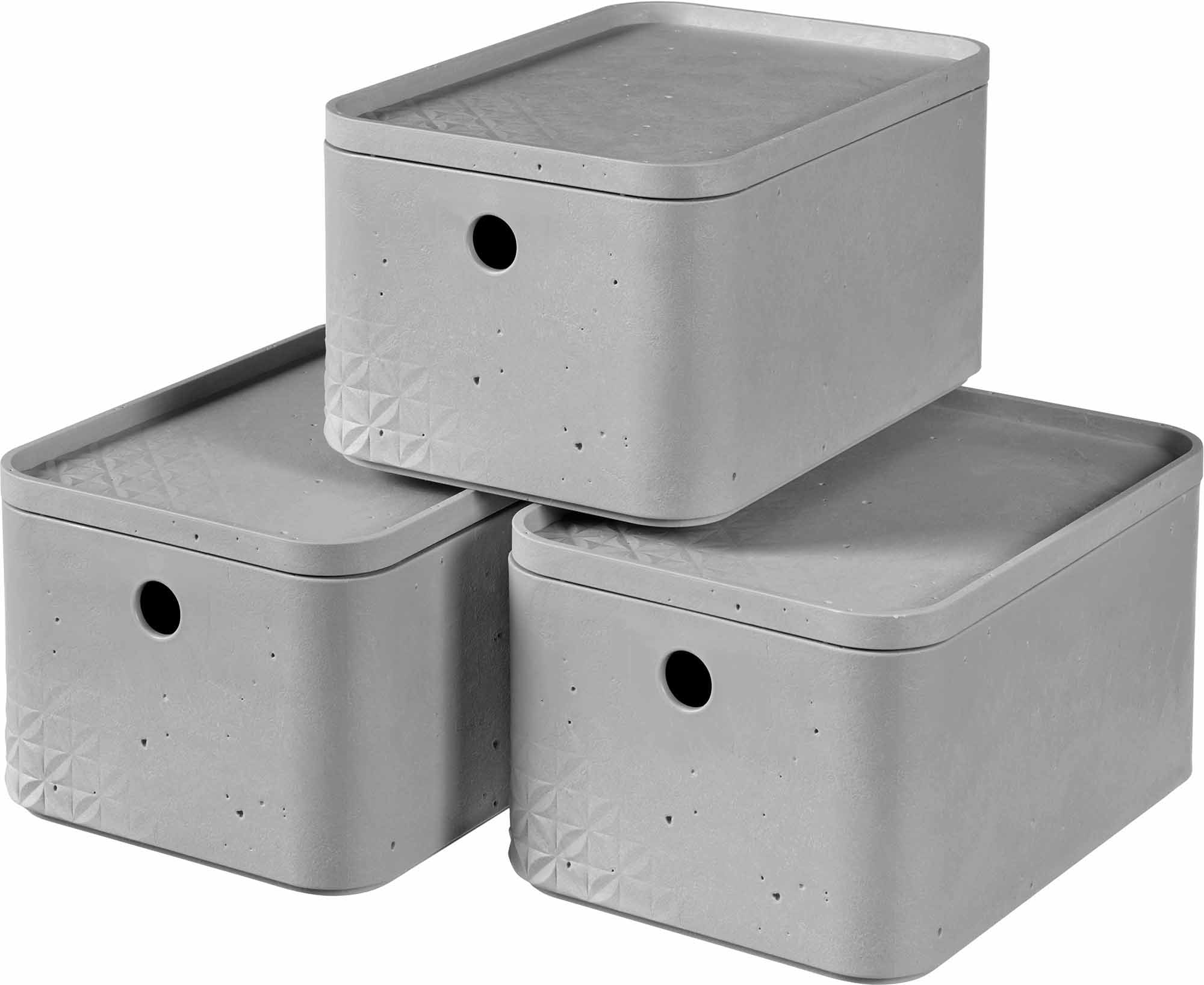 Organizer »BETON S«, (Set, 3 St.), Aufbewahrungsbox, stapelbar, je 4 Liter