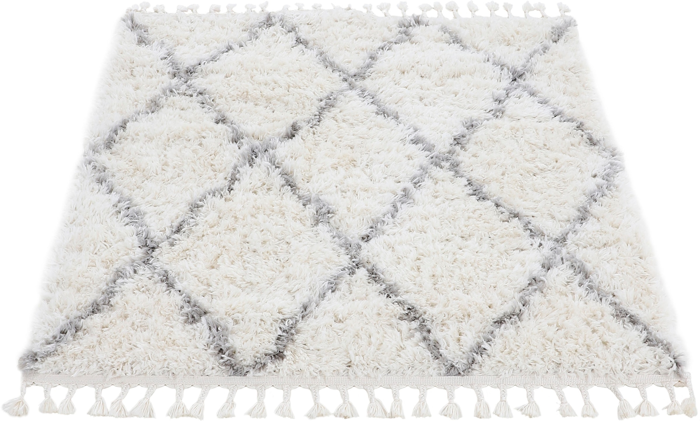 carpetfine Hochflor-Teppich »Eddy«, rechteckig, 30 mm Höhe, auch in quadratischer Form, mit Fransen, Wohnzimmer