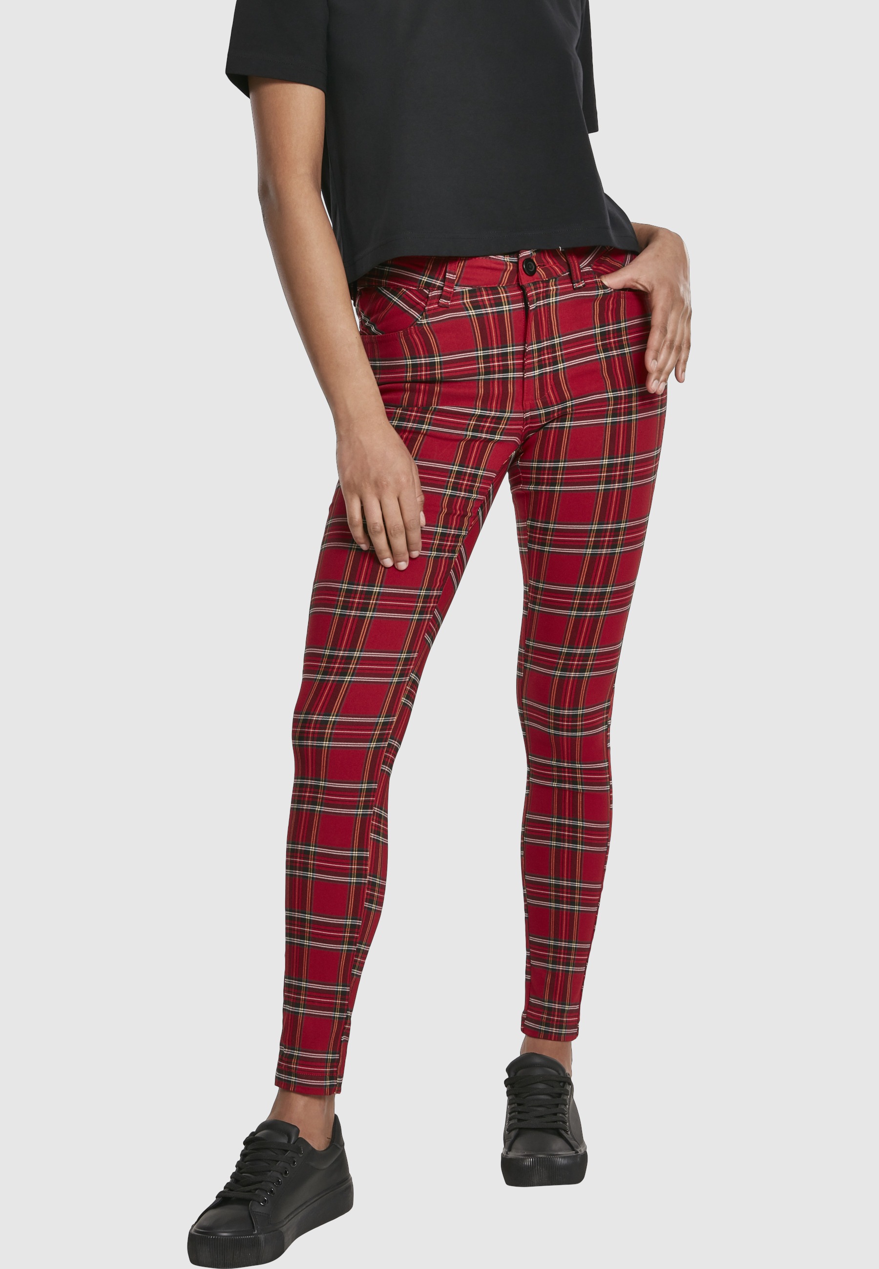 URBAN CLASSICS Stoffhose »Urban Classics Damen Ladies Skinny Tartan Pants«