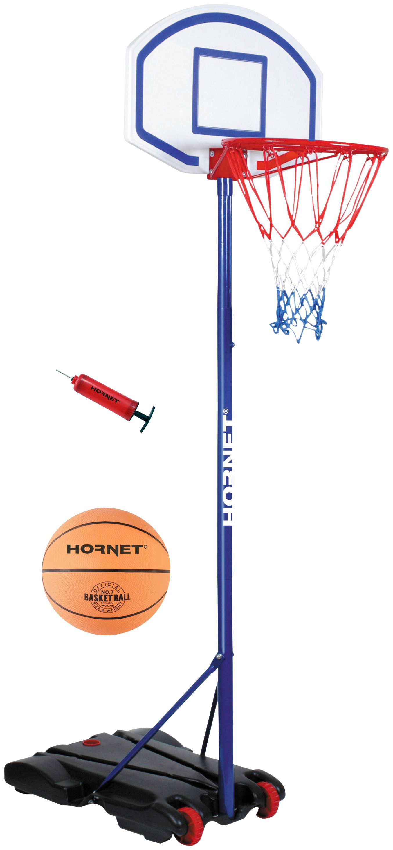 Kinder Basketballständer "Hornet 205", blau, HORNET BY HUDORA, H:240cm, Ballsportkörbe, mobil, höhenverstellbar bis 205 cm