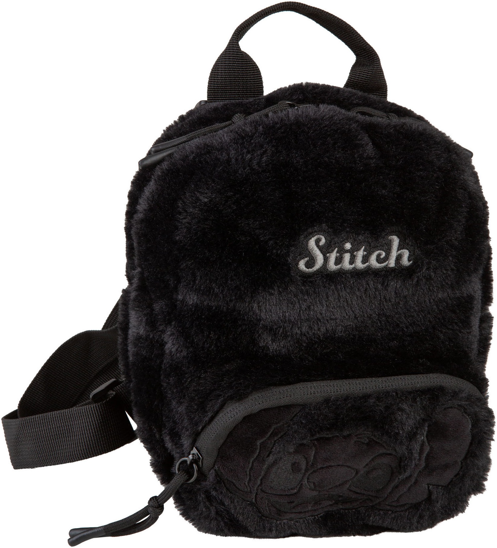 COOLPACK Kinder Kinderrucksack "Small, Stitch, Fluffy"stitch schwarz, Plüsch, Polyester, Rucksäcke