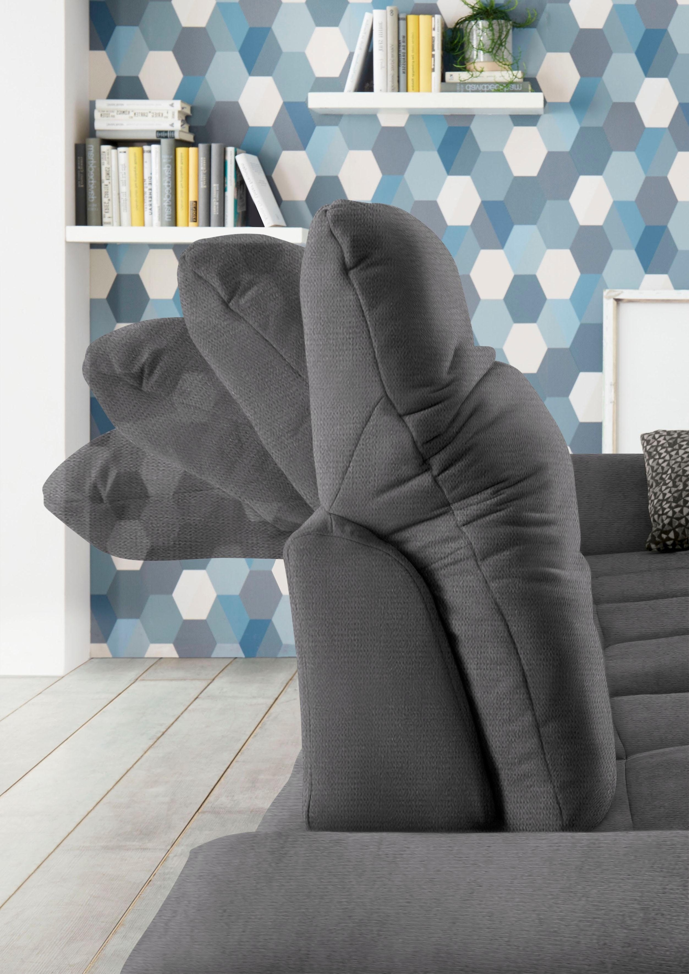 set one by Musterring Ecksofa »SO4100 V«, mit verstellbaren Kopfteilen, wahlweise mit Funktionen, Cord-Bezug