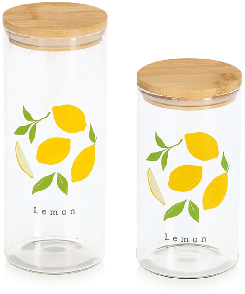 Zeller Present Vorratsglas ""Lemon" m. Bambusdeckel" luftdicht, schützt vor Feuchtigkeit, 850 ml