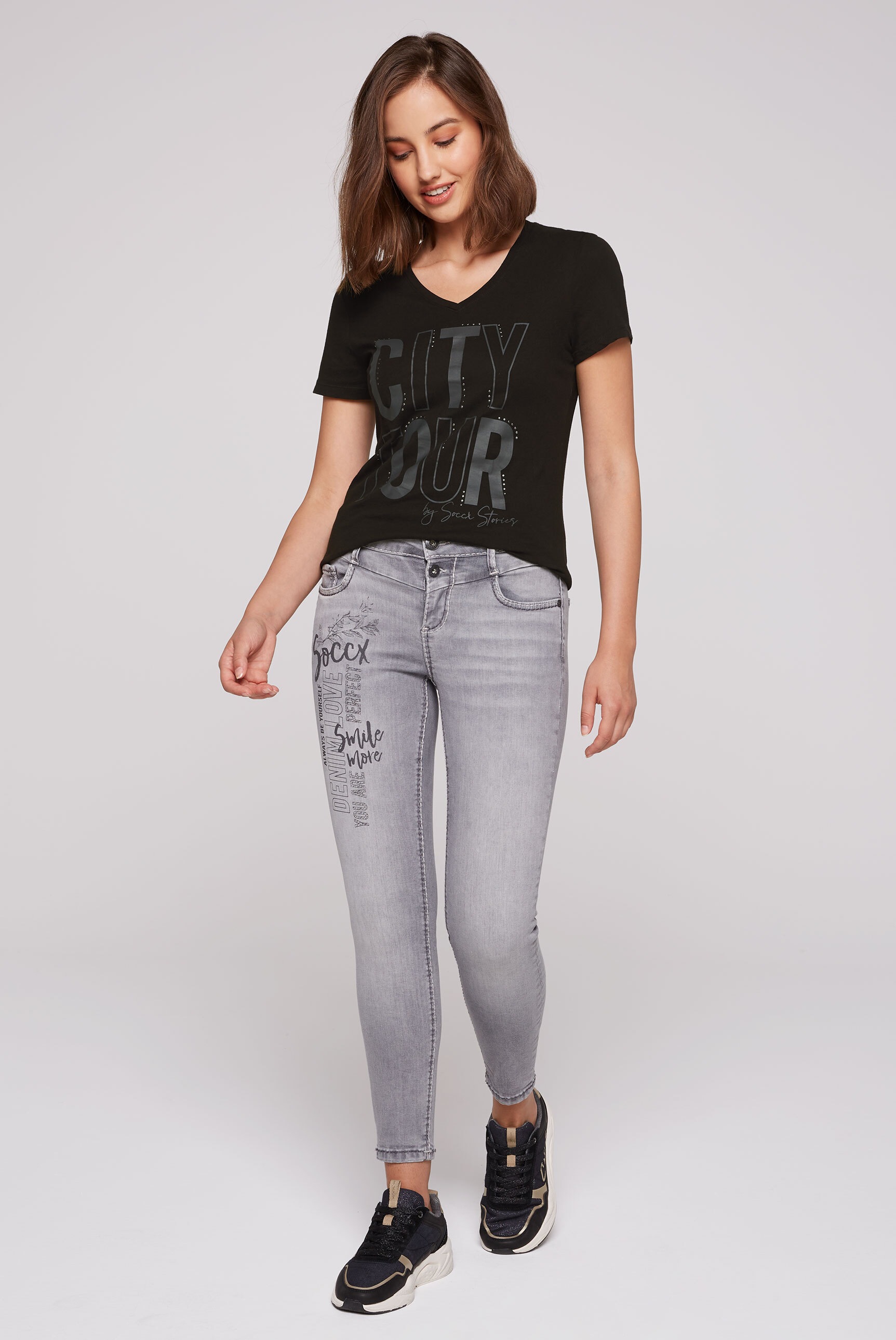 SOCCX V-Shirt aus Baumwolle