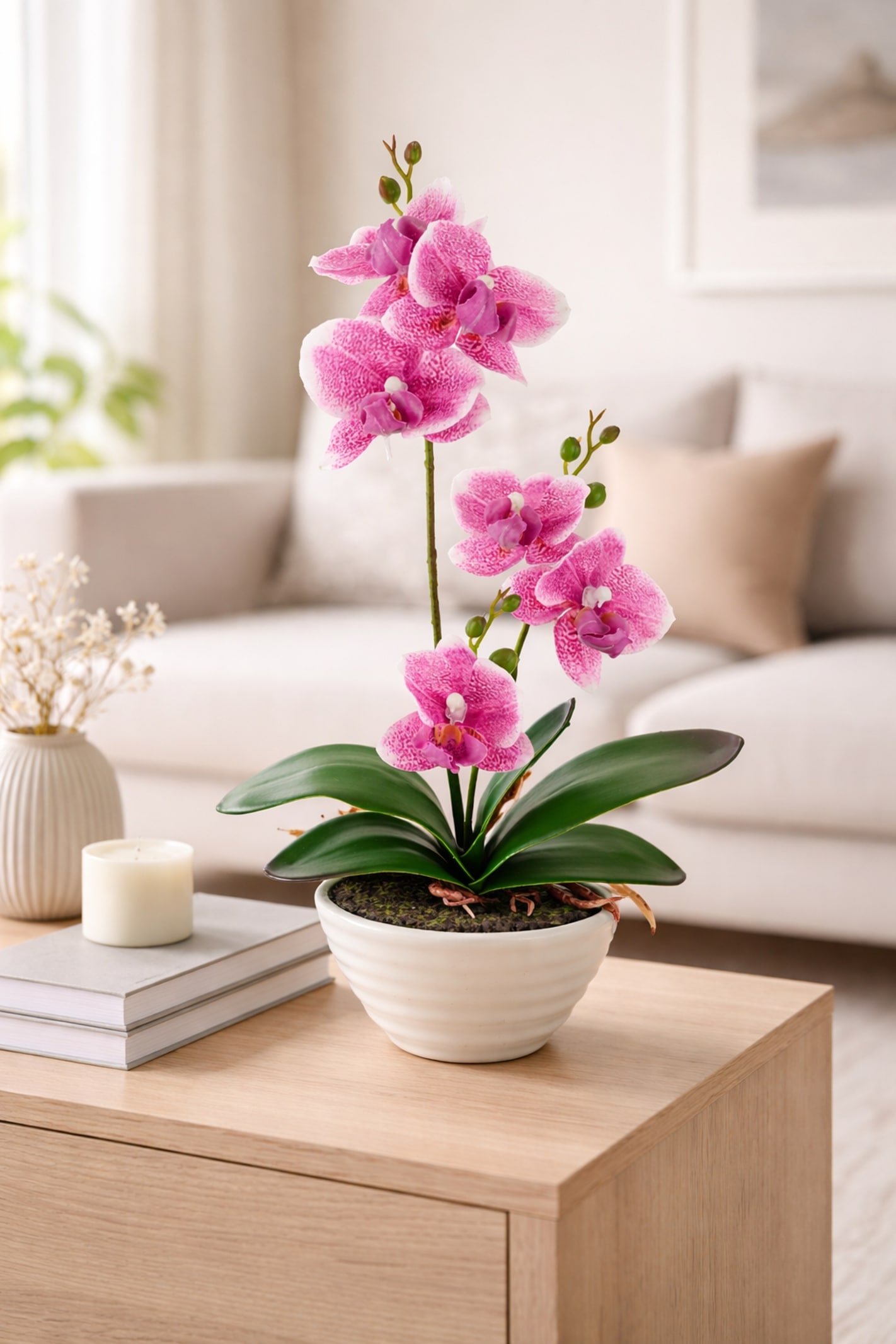 I.GE.A. Kunstblume »Kunstorchidee im Topf« 30cm künstliche Orchidee mit Blüten Phalaenopsis Kunstpflanze Pflanze