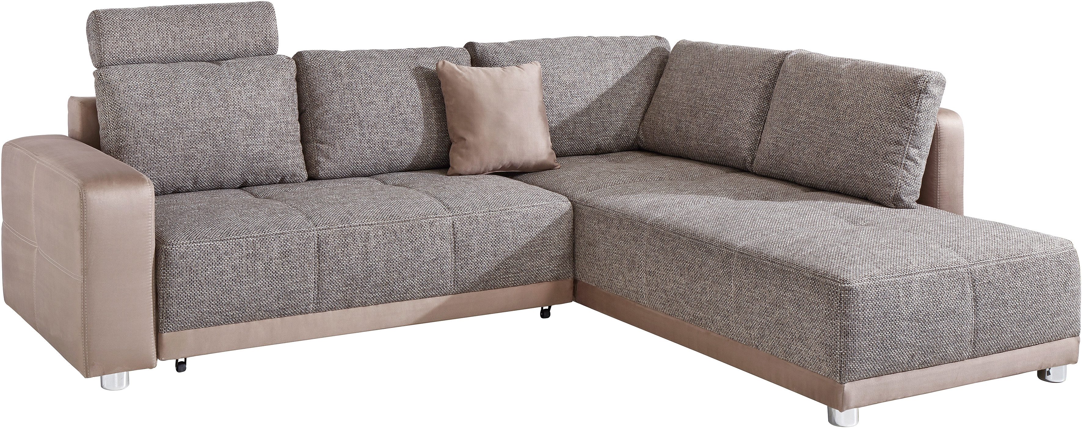 Thumbnail - Jockenhöfer Gruppe Ecksofa "Orlando L-Form, B: 257 cm" mit Bettfunktion, Bettkasten, Zierkissen & Kopfstützen