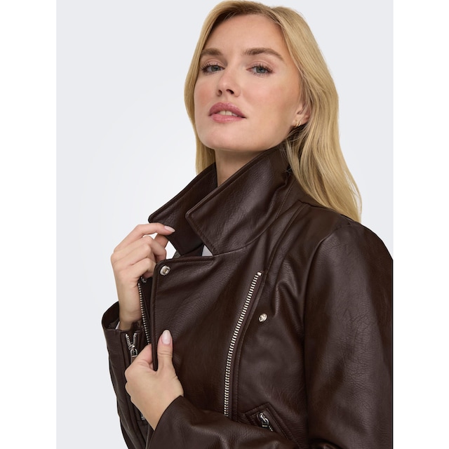 ONLY Lederimitatjacke »ONLNEWVERA FAUX LEATHER BIKER CC OTW«, mit vielen  Biker Details online bestellen | BAUR