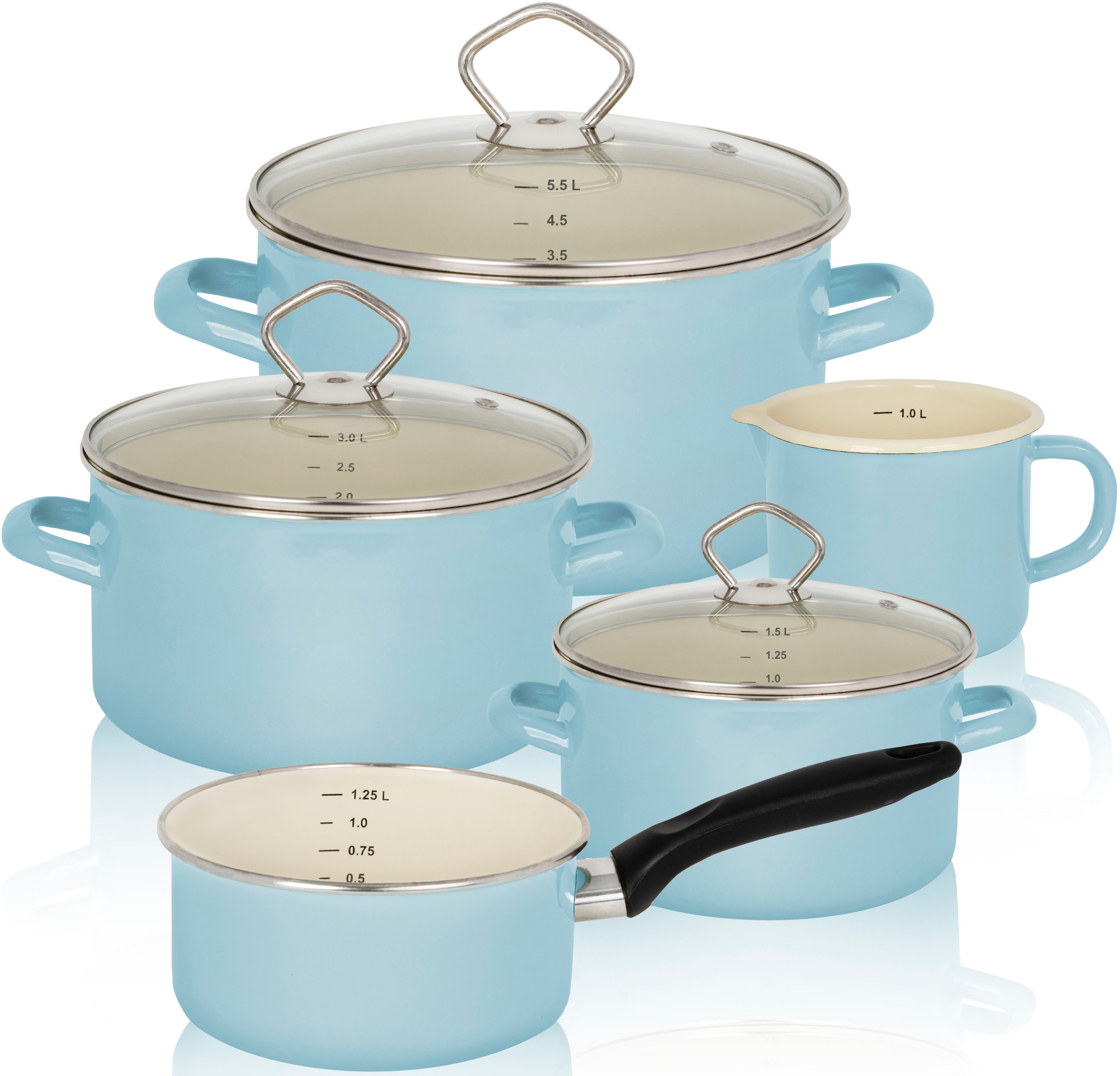 Krüger Topf-Set "Sylt" Set, Fleischtopf 16/20/24 cm, Milchtopf 12 cm, Stiel günstig online kaufen