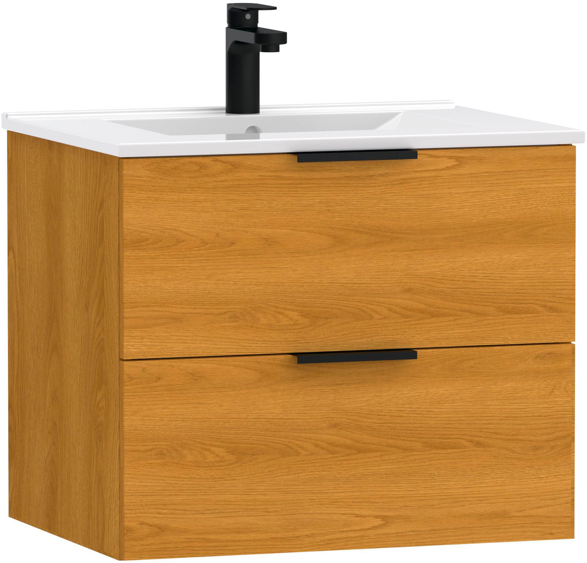 welltime Waschtisch "Athen Badezimmerschrank mit Softclose Funktion WC Bad 60 cm", Waschplatz mit 2 Schubladen und Wasch