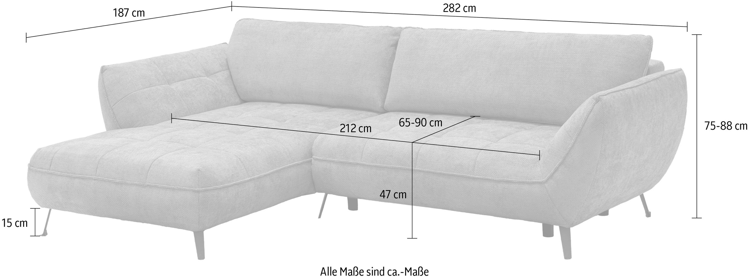exxpo - sofa fashion Ecksofa »Samoa, bequem und modern, mit Easy-Lift-Bettfunktion, L-Form«, Ecksofa Samoa, inkl. Bettfunktion, Bettkasten und Rückenkissen