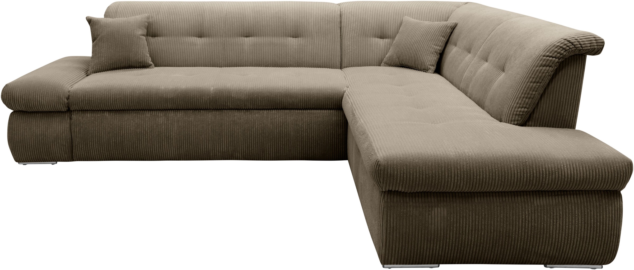 DOMO collection Ecksofa »Moric L-Form«, wahlweise mit Bettfunktion und Armlehnenverstellung, auch in Cord
