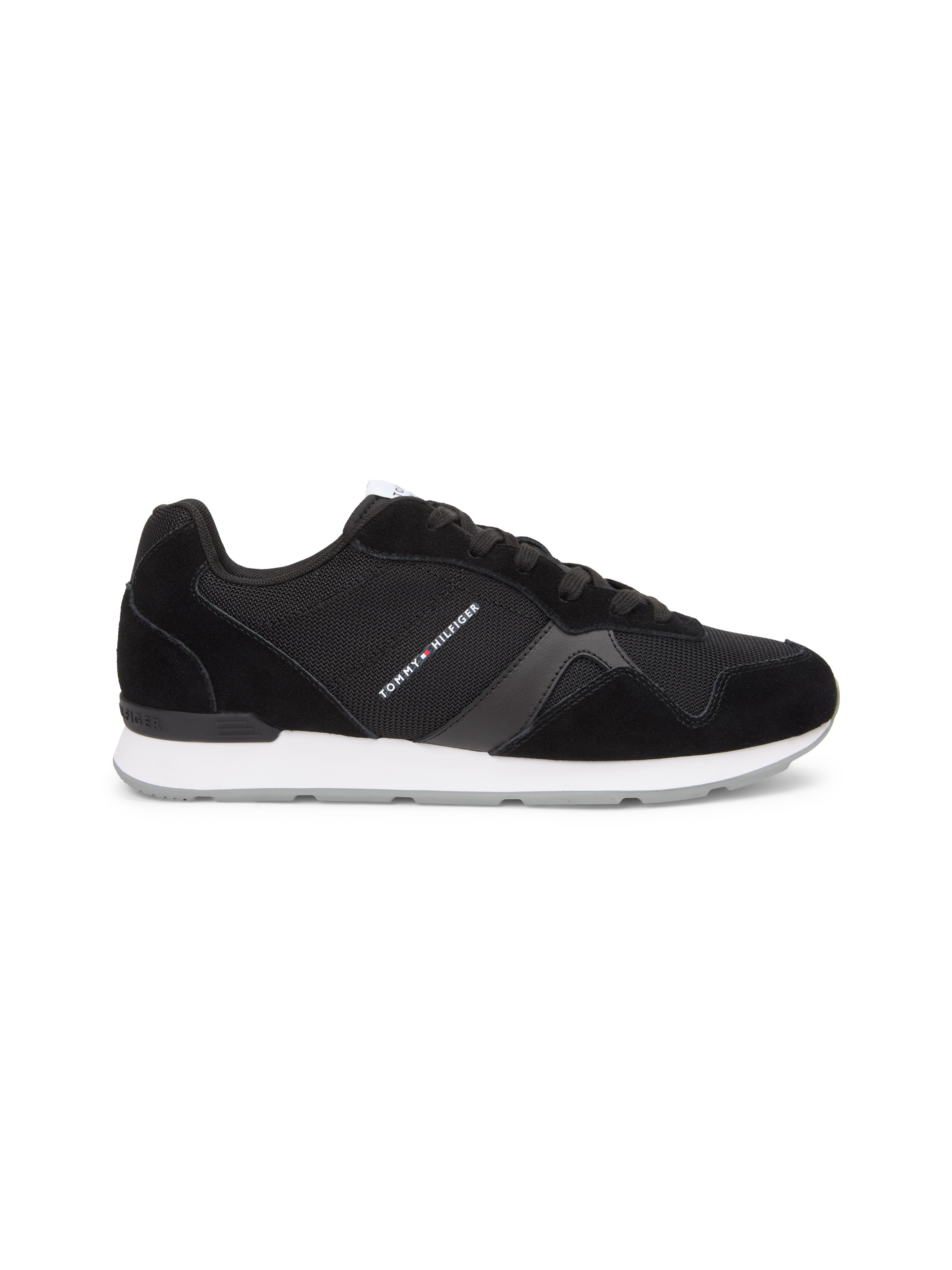 Sneaker TOMMY HILFIGER "RUNNER ICON MIX", Herren, Gr. 44, schwarz, Leder, Textil, Schuhe Sneaker, Freizeitschuh, Halbschuh, Schnürschuh mit seitlichem Logoschriftzug 3