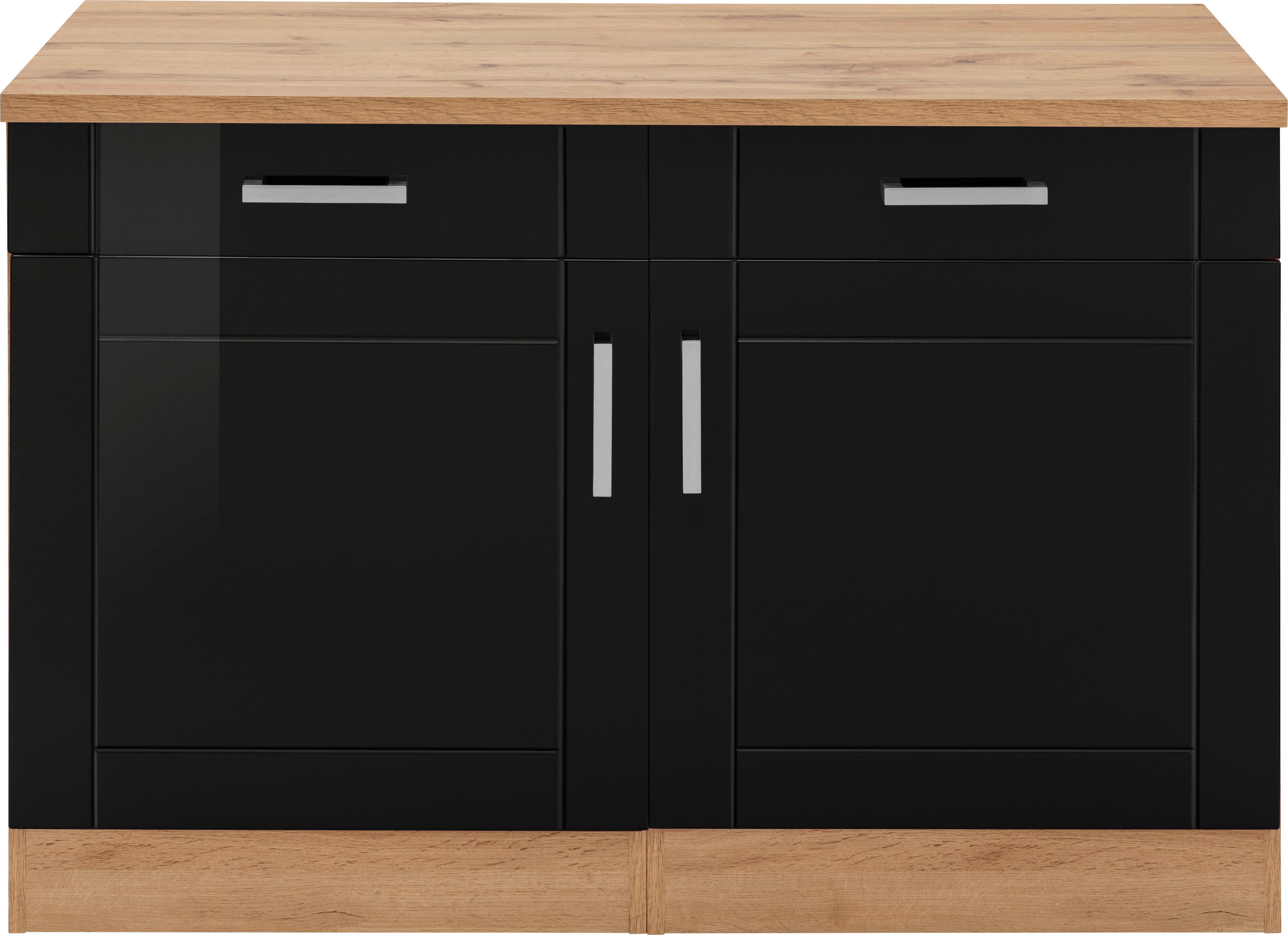 Thumbnail - KOCHSTATION Unterschrank "KS-Tinnum" 120 cm breit, Metallgriffe, MDF Fronten, 2 Schubkästen, 2 Türen