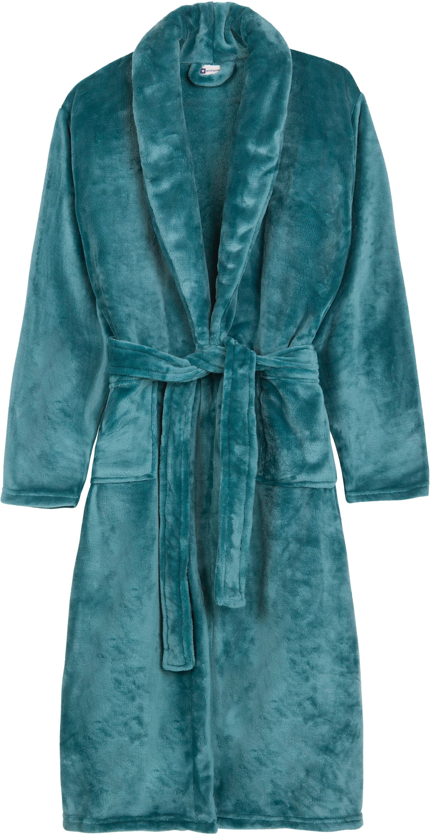 good morning Bademantel "Good morning Bathrobe uni" Packung, 1x Bademantel, 1 Stk. Schalkragen, Gürtel, Taschen, Damen & Herren, Velours, Glanz