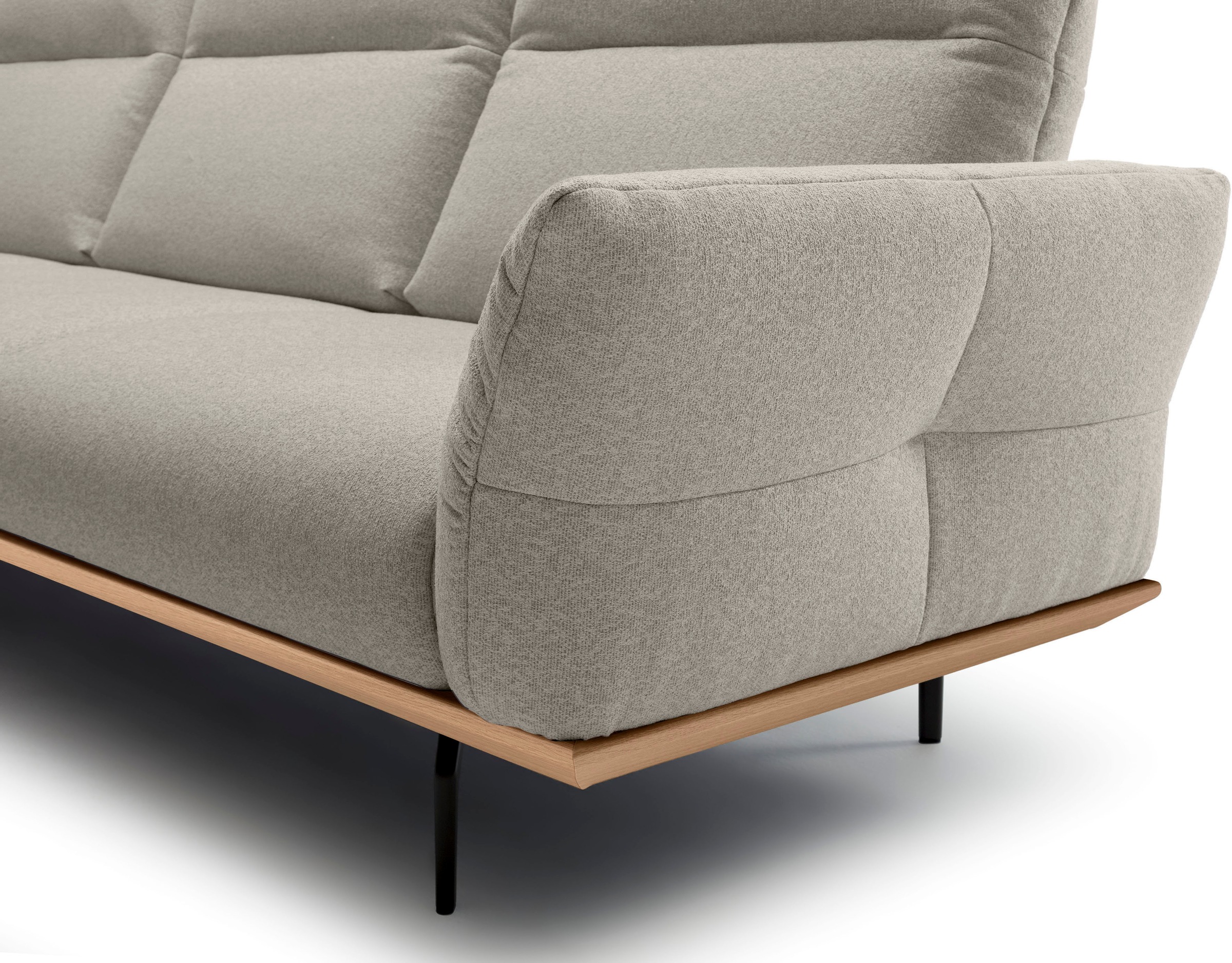 Creation BY ROLF BENZ Ecksofa »CR.460«, Sockel in Eiche, Winkelfüße in Umbragrau, Breite 318 cm