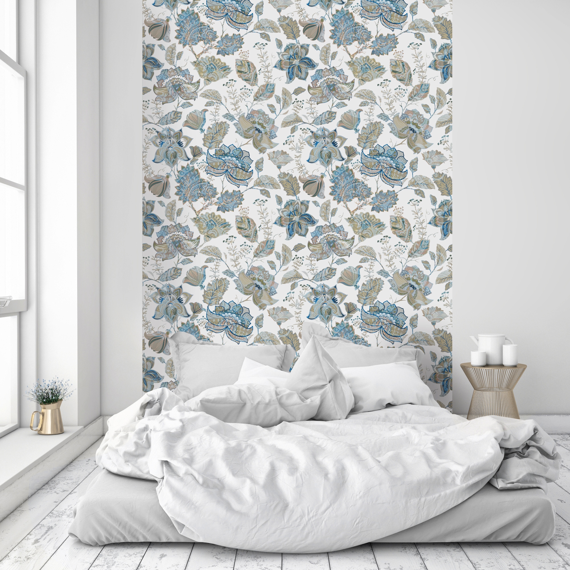 queence Vinyltapete »Romy«, bedruckt-Motiv-botanisch-floral-gemustert-natürlich, 90x250cm, selbstklebend, kinderleichte Anbringung, Sticker
