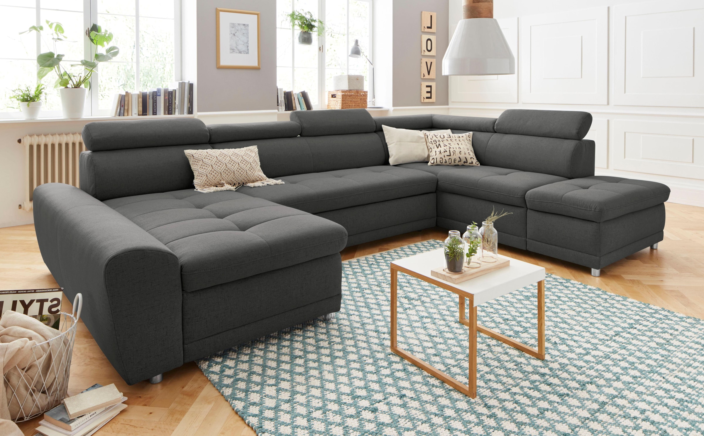 sit&more Wohnlandschaft "Riva U-Form" wahlweise mit Schlaffunktion