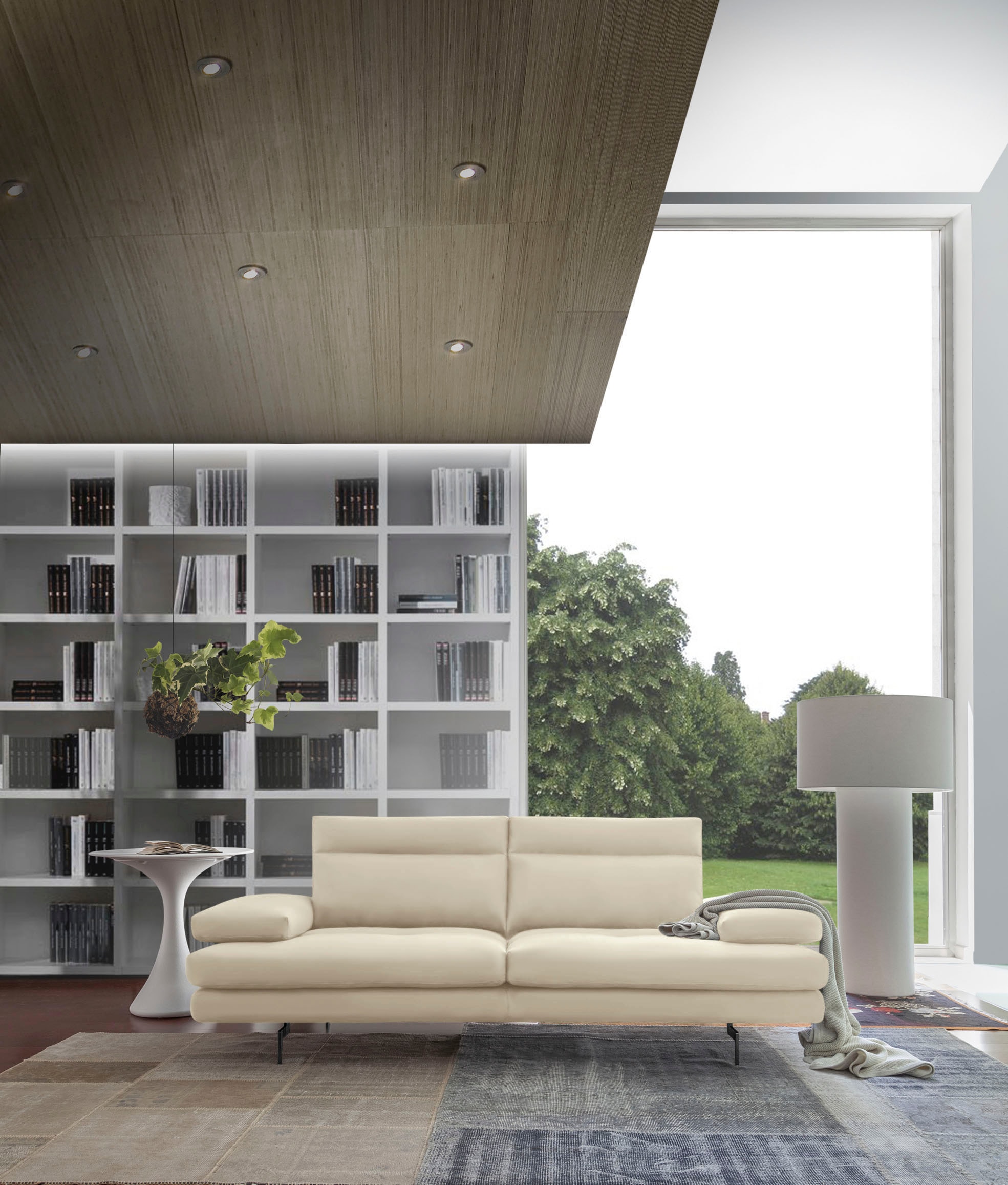 CALIA ITALIA 3-Sitzer "Toby Wing, 208 cm breit, Designsofa, hochwertige Verarbeitungsdetails" inkl. Sitztiefenverstellung und Armteilfunktion, Füße in Schwarz matt