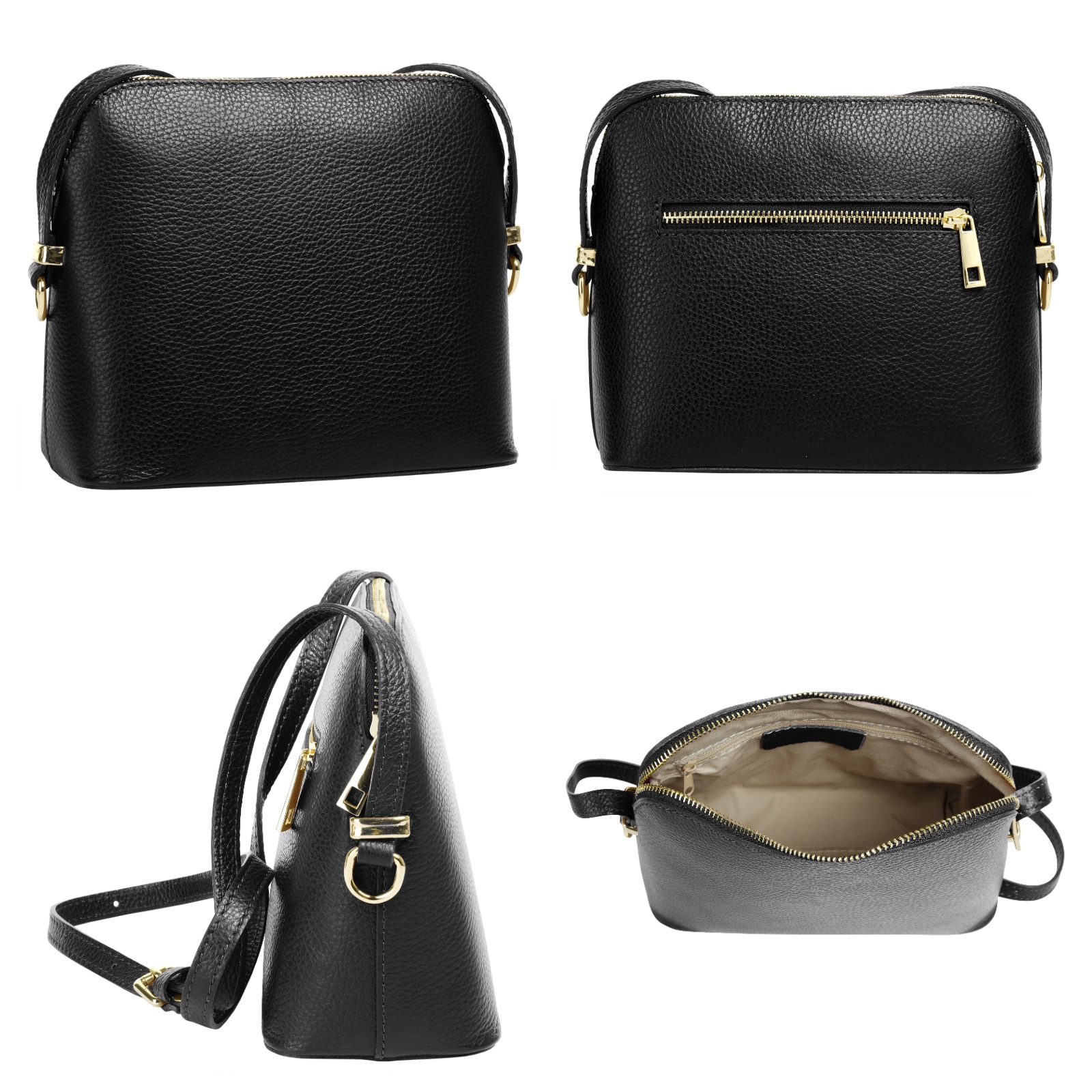 Cluty Umhängetasche, echt Leder, Made in Italy