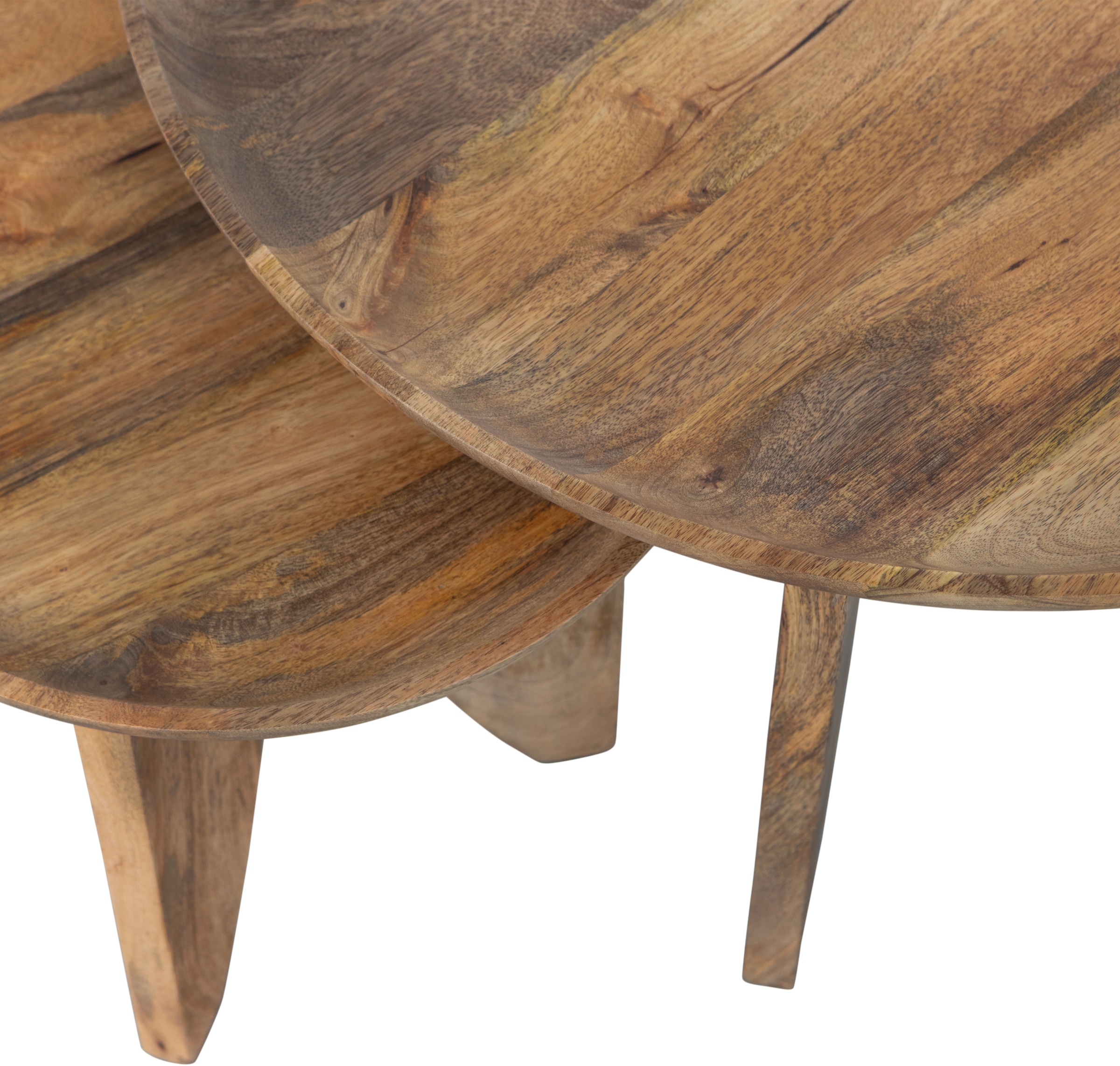 WOOOD Beistelltisch »High Heels Beistelltisch aus Mangoholz Ø40x40 / Ø70x47 cm« Set, 2 Stk. tlg. 2er-set, Abgerundete Kanten, Plattendicke 4–5 cm, je 2 cm einlaufend