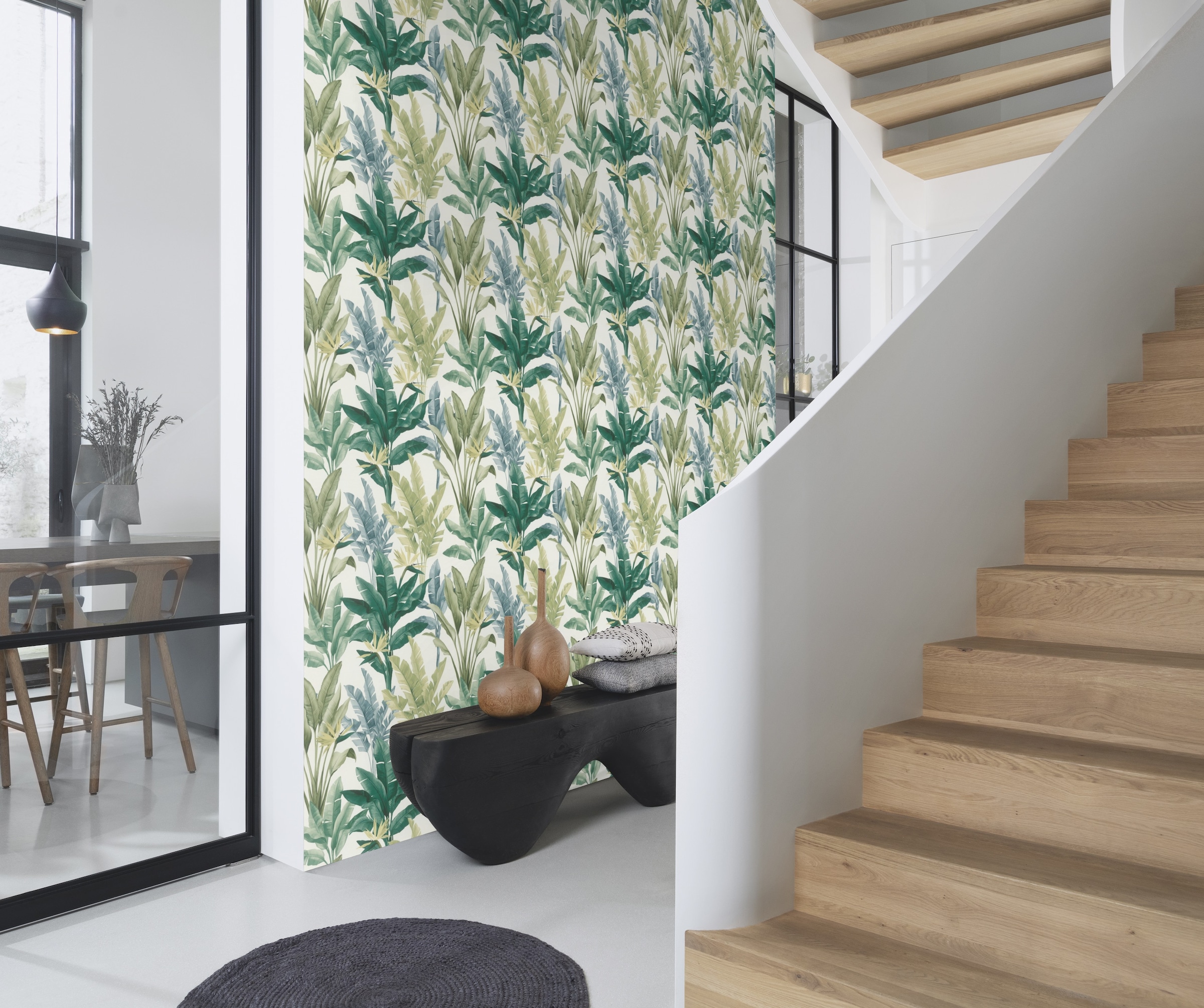 Rasch Papiertapete »Tapete mit grünen Palmenblättern« tropisch glatt Palmen