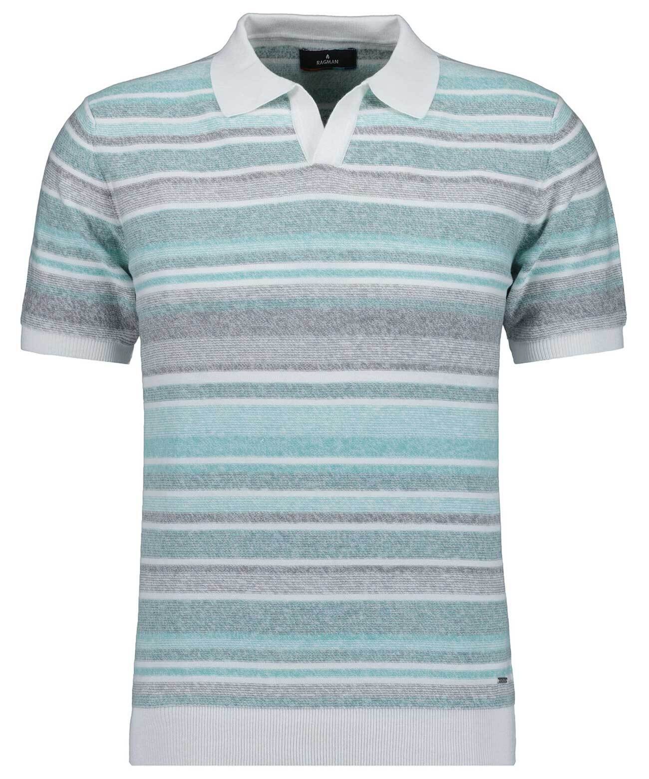 RAGMAN Herren Rundhalspullovergrün gestreift, 930, Gr. L, 100% Baumwolle, Pullover