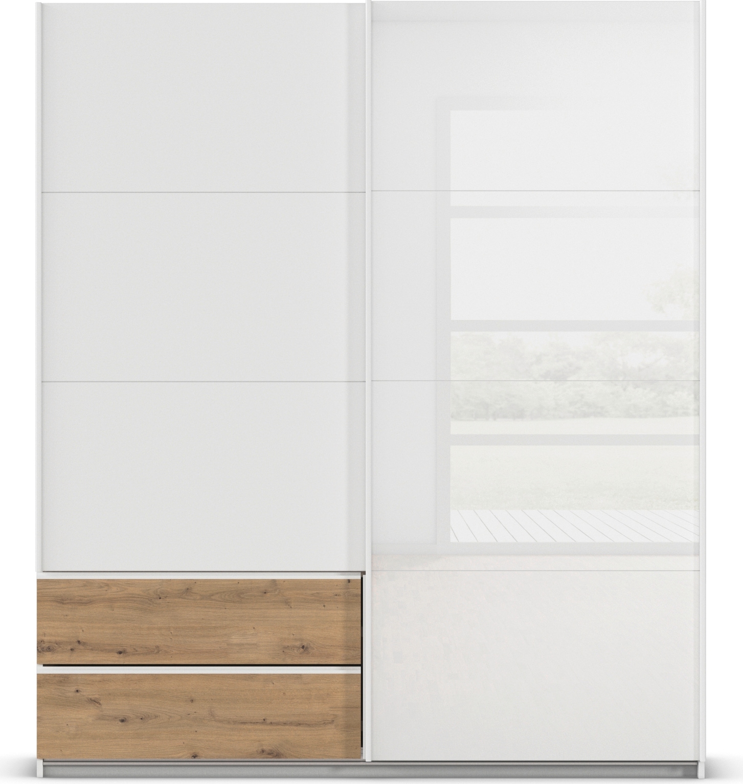 rauch Schwebetürenschrank »Kleiderschrank Schrank Garderobe ELARA Glastür/Grauspiegel« praktische Schubladen optional farblich abgesetzt MADE IN GERMANY