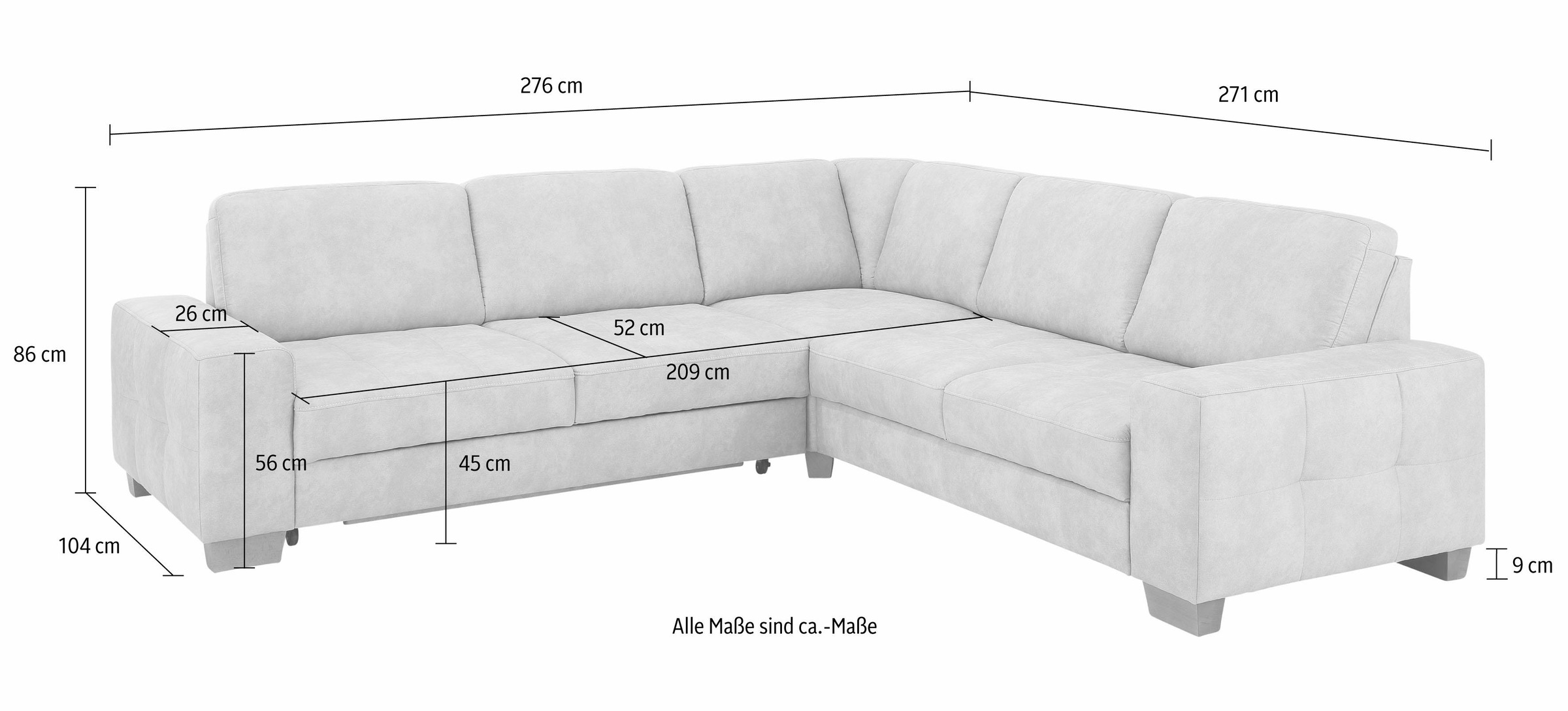 Home affaire Ecksofa »Puccini L-Form«, mit Federkern, Sitztiefenverstellung, Kontrastnaht