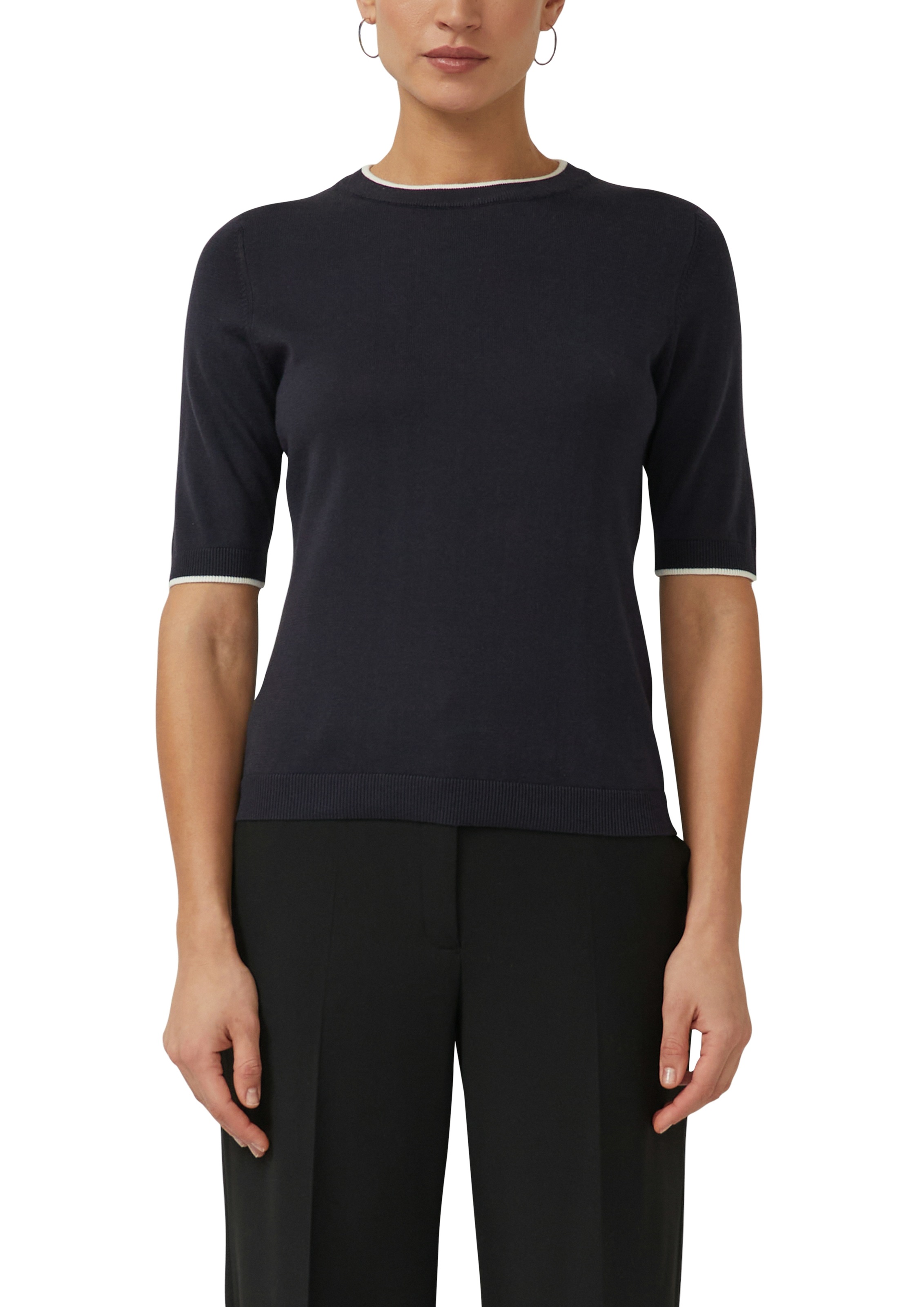 s.Oliver BLACK LABEL Rundhalspullover mit Rippbündchen günstig online kaufen