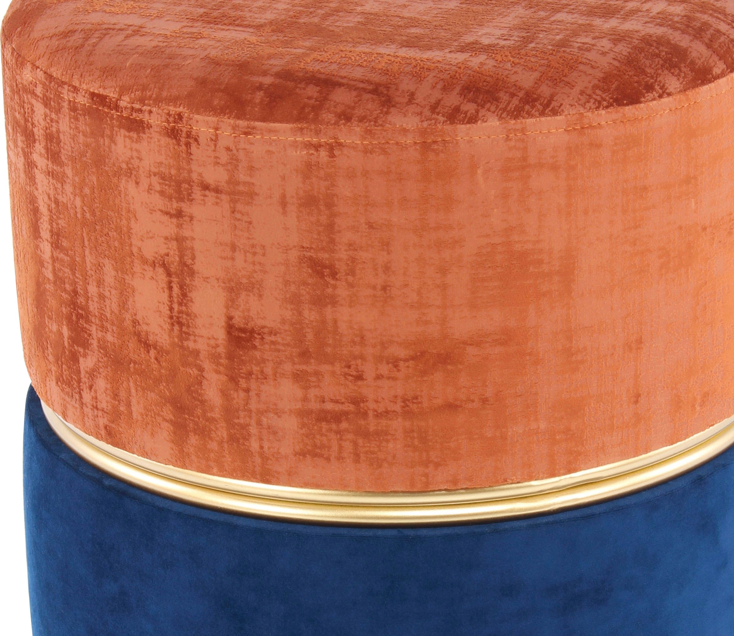 Kayoom Sitzhocker »Hocker Cleopatra 625, Sitzhocker in zweifarbigem Design«, (1 St.), zweifarbig, dekorativ, pflegeleicht, edler Akzent durch Metallring
