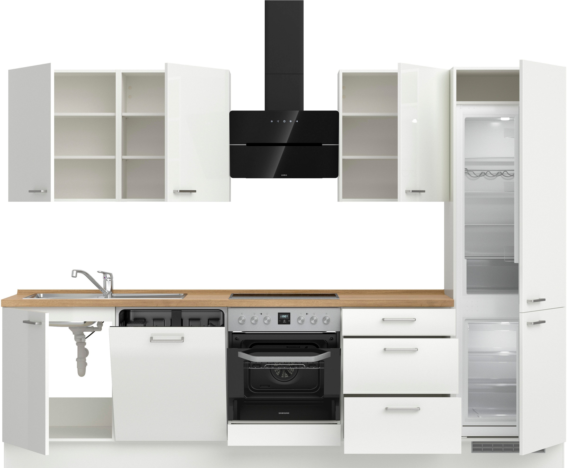 nobilia® Küchenzeile »"Flash II"« vormontiert, Ausrichtung wählbar, Breite 300 cm, wahlw. mit E-Geräten