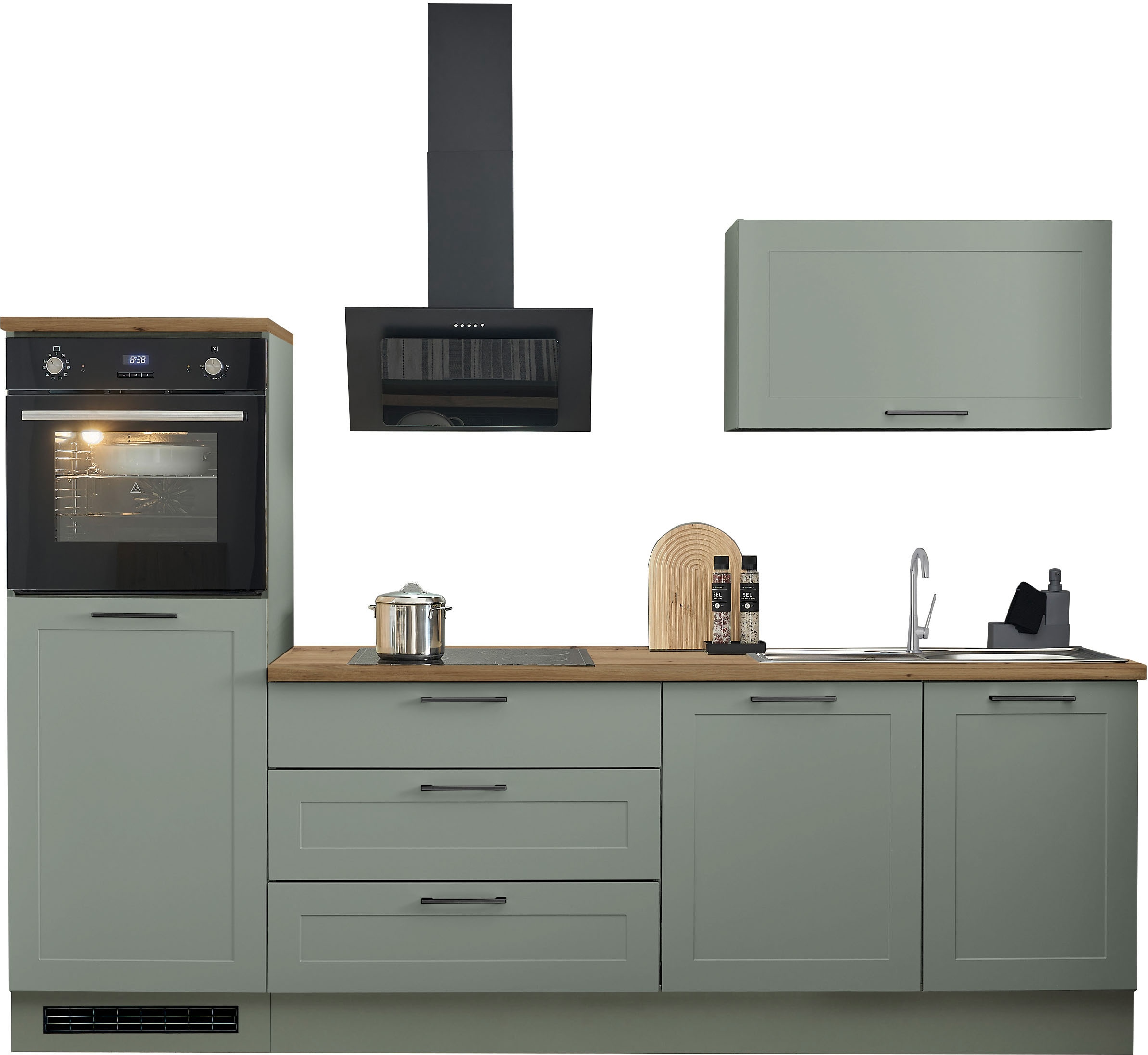 BASIC by Balculina Küchenzeile »Marsi«, Breite 260 cm, wahlweise mit E-Geräten, mit Soft-Close-Funktion