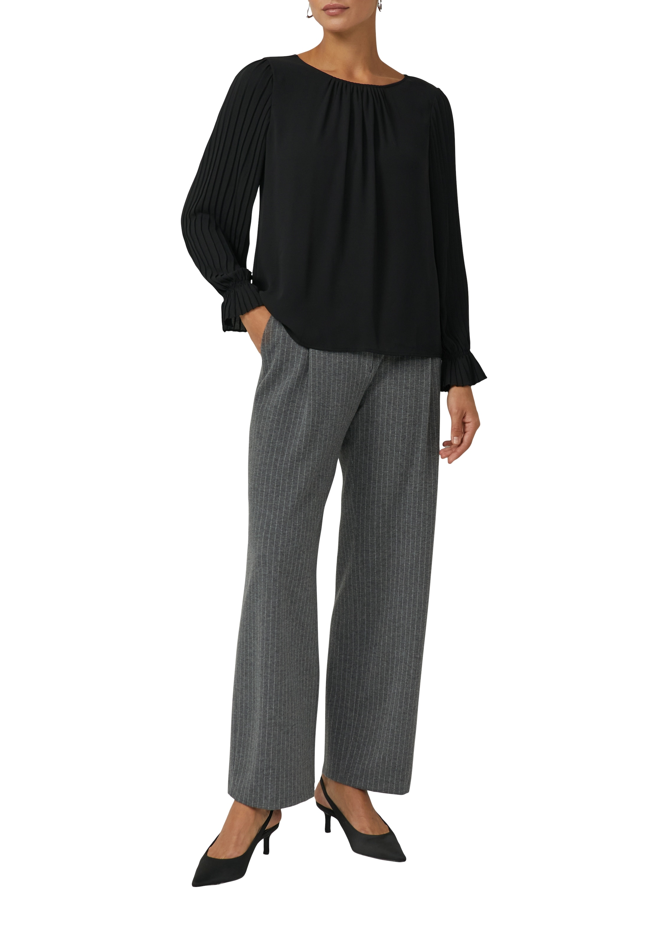 s.Oliver BLACK LABEL Langarmbluse mit gerafften Armen