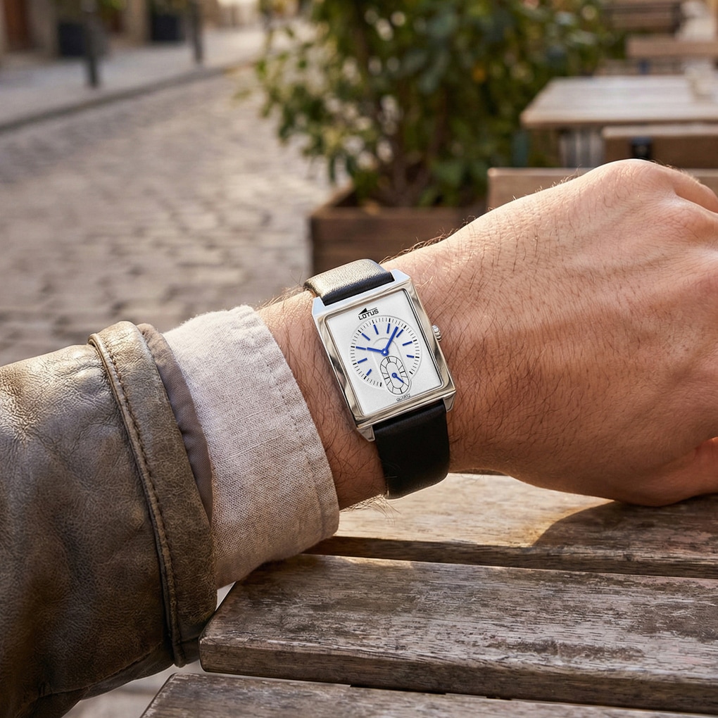 Lotus Quarzuhr »Square Series« Armbanduhr, Damenuhr, Herrenuhr, Lederarmband, analog
