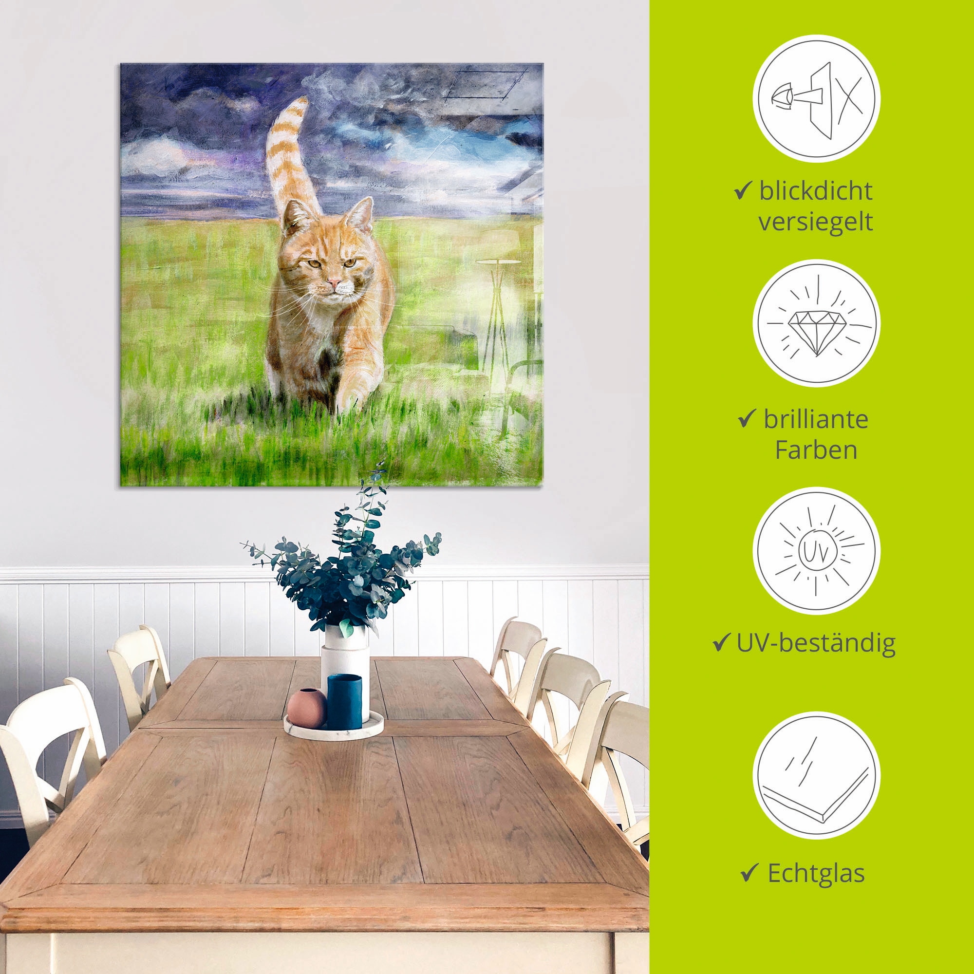 Artland Glasbild »Auf Jagd« Haustiere 1 Stk. tlg. in verschiedenen Größen