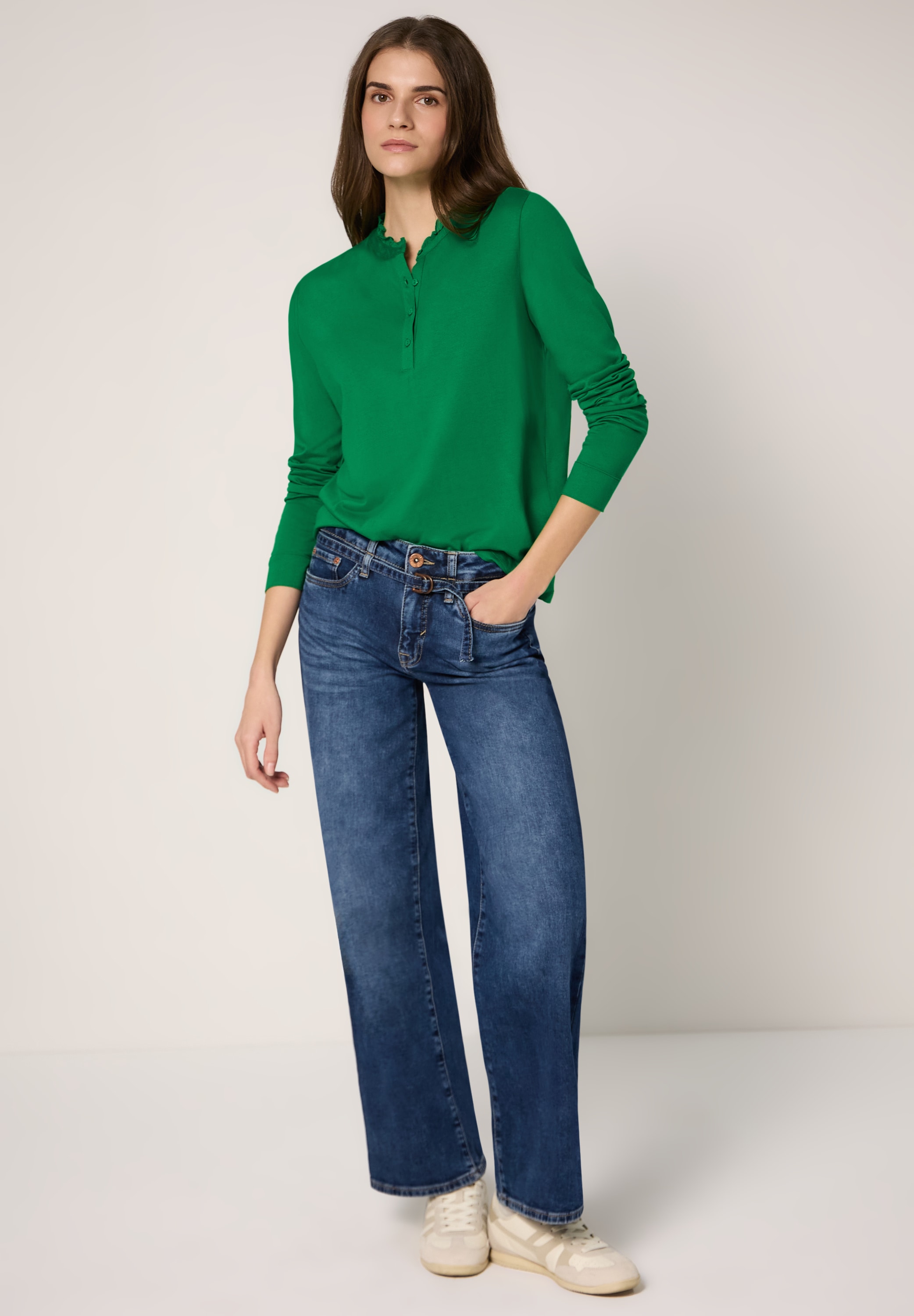 STREET ONE STUDIO Langarmshirt mit Rüschendetails