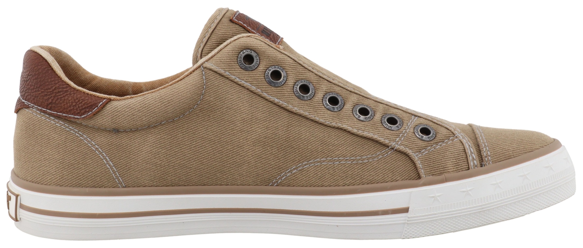 Slip-On Sneaker MUSTANG SHOES "Calogero", Herren, Gr. 41, taupe, Baumwolle, Schuhe, Slipper, Freizeitschuh, Halbschuh mit Kontrastnähten 3