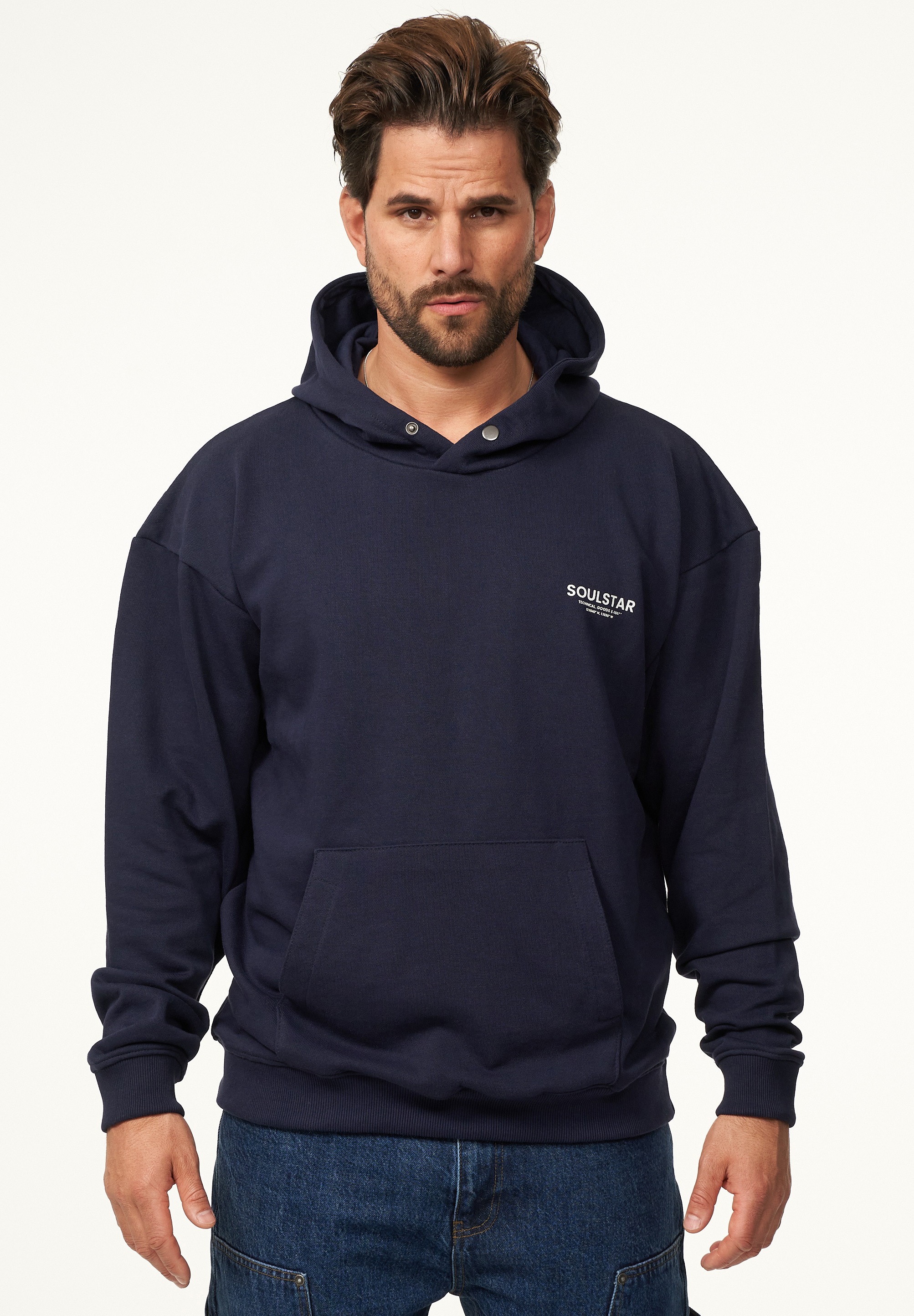 SOULSTAR Hoodie »Oversize Kapuzenpullover mit Button Pullover Sweater für Herren«, Herren Oversize Kapuzenpullover mit Button Pullover Sweater

