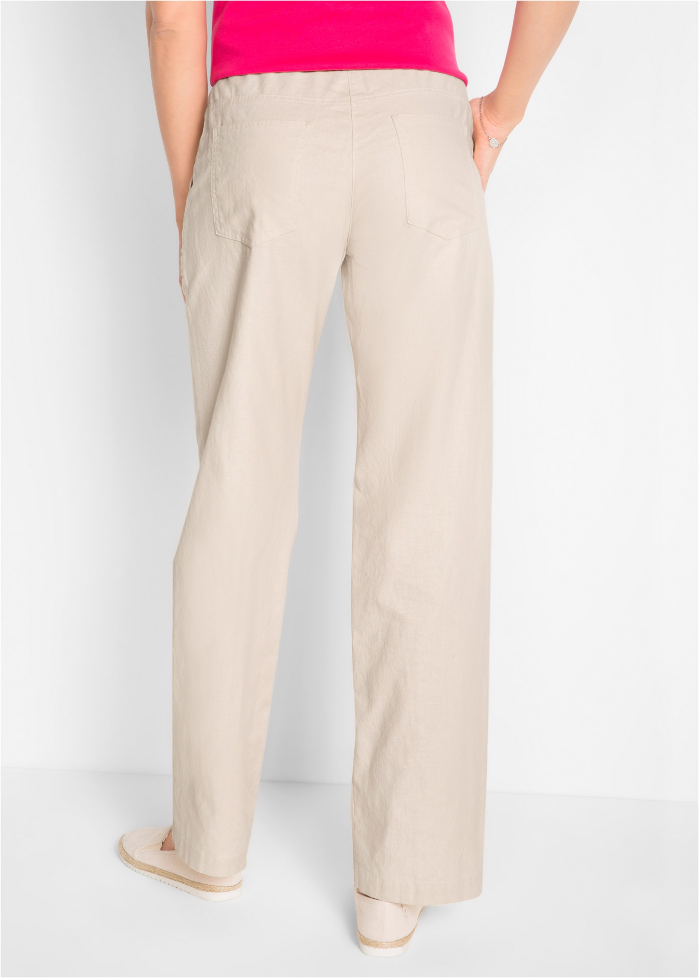 bonprix Leinenhose  Loose Fit, mit Kordelzugbund, mit Eingrifftaschen, mit Gesäßtaschen