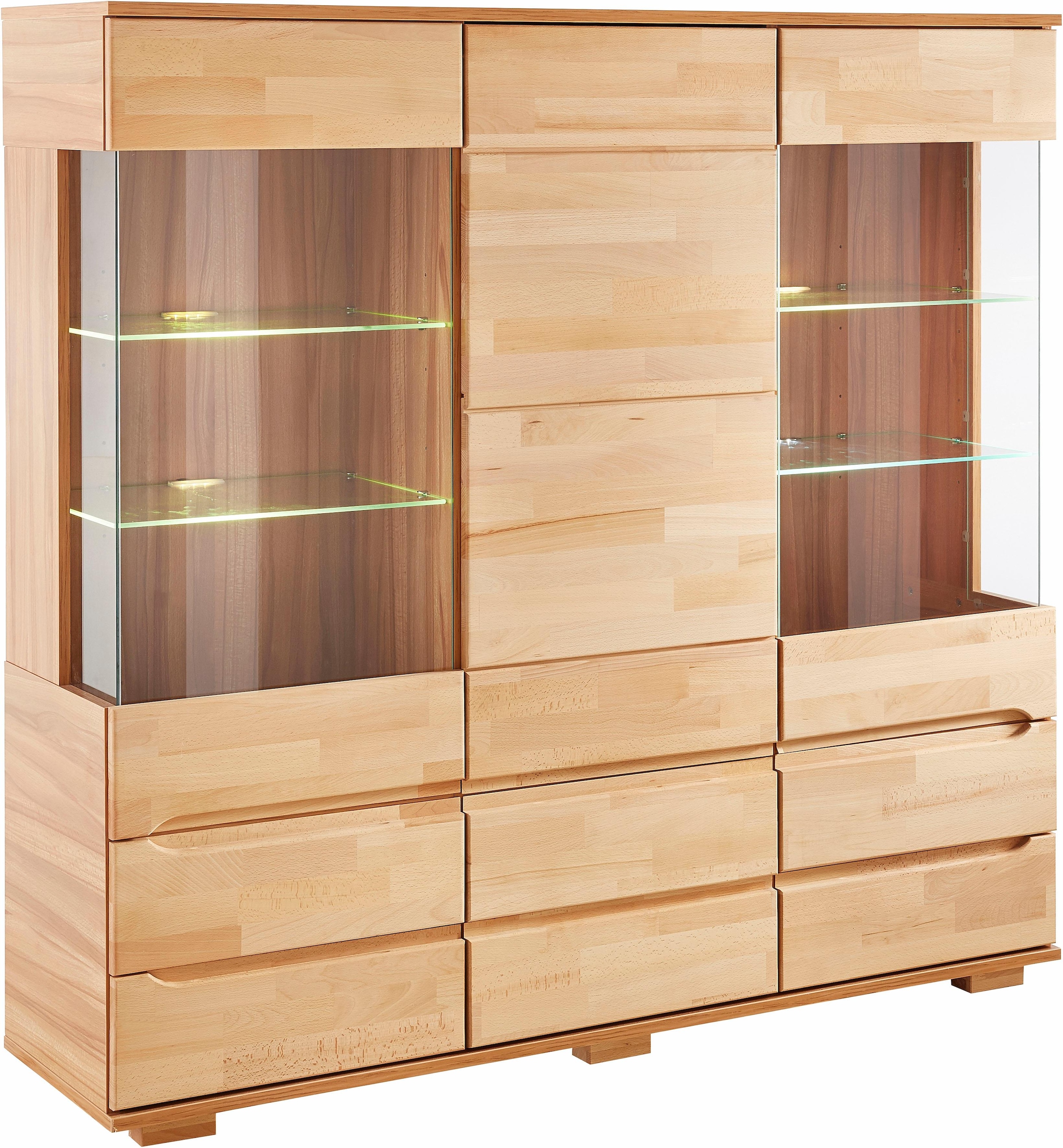 Home affaire Highboard "Vetro,150cm breit,40 cm tief,Fronten Massivholz,9 F günstig online kaufen