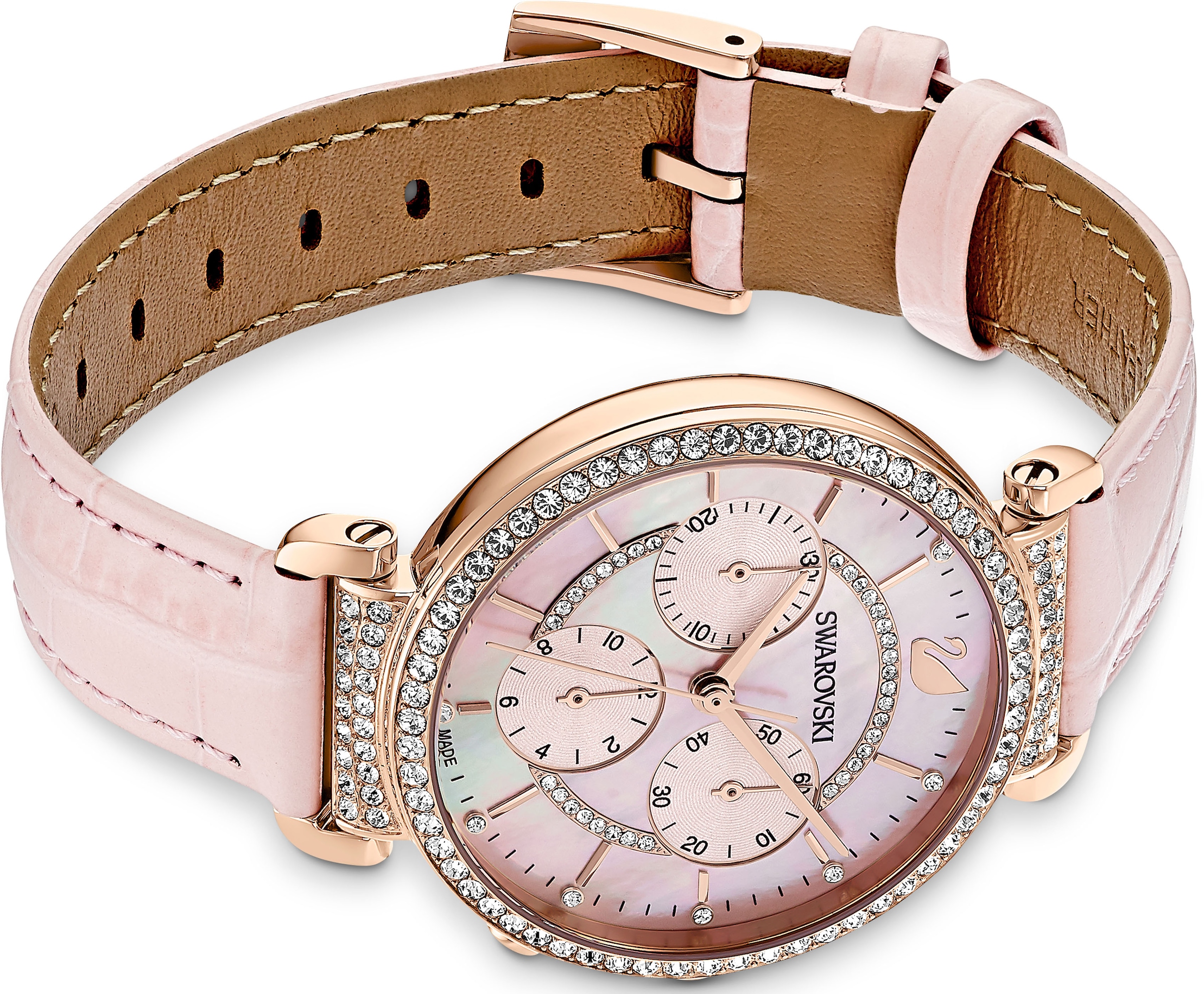 Swarovski Chronograph »PASSAGE CHRONO«, Armbanduhr, Quarzuhr, Damenuhr, Swarovski-Kristalle, Swiss Made