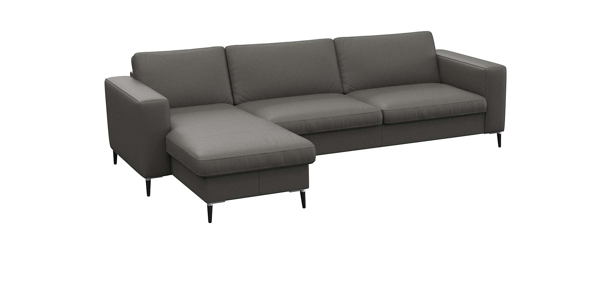 FLEXLUX Ecksofa »Fiore, super Sitzkomfort durch Kaltschaum im Sitz, L-Form«, breite Armlehnen, Kaltschaum, Füße Alu+schwarz
