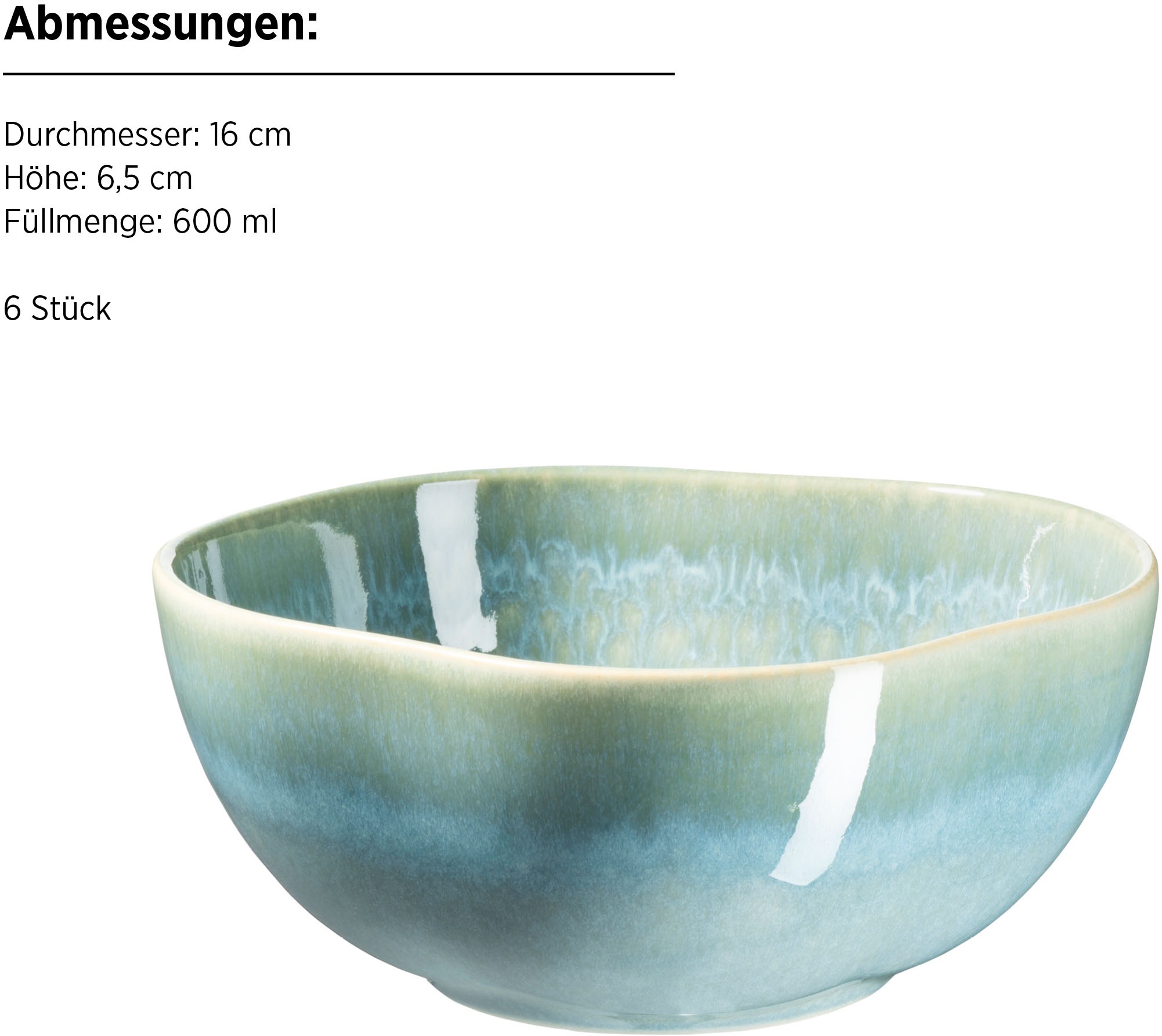MÄSER Schüssel »Cordelia, Schüssel Set, aus Steinzeug, Ø 16 cm«, 6 tlg., aus Steinzeug