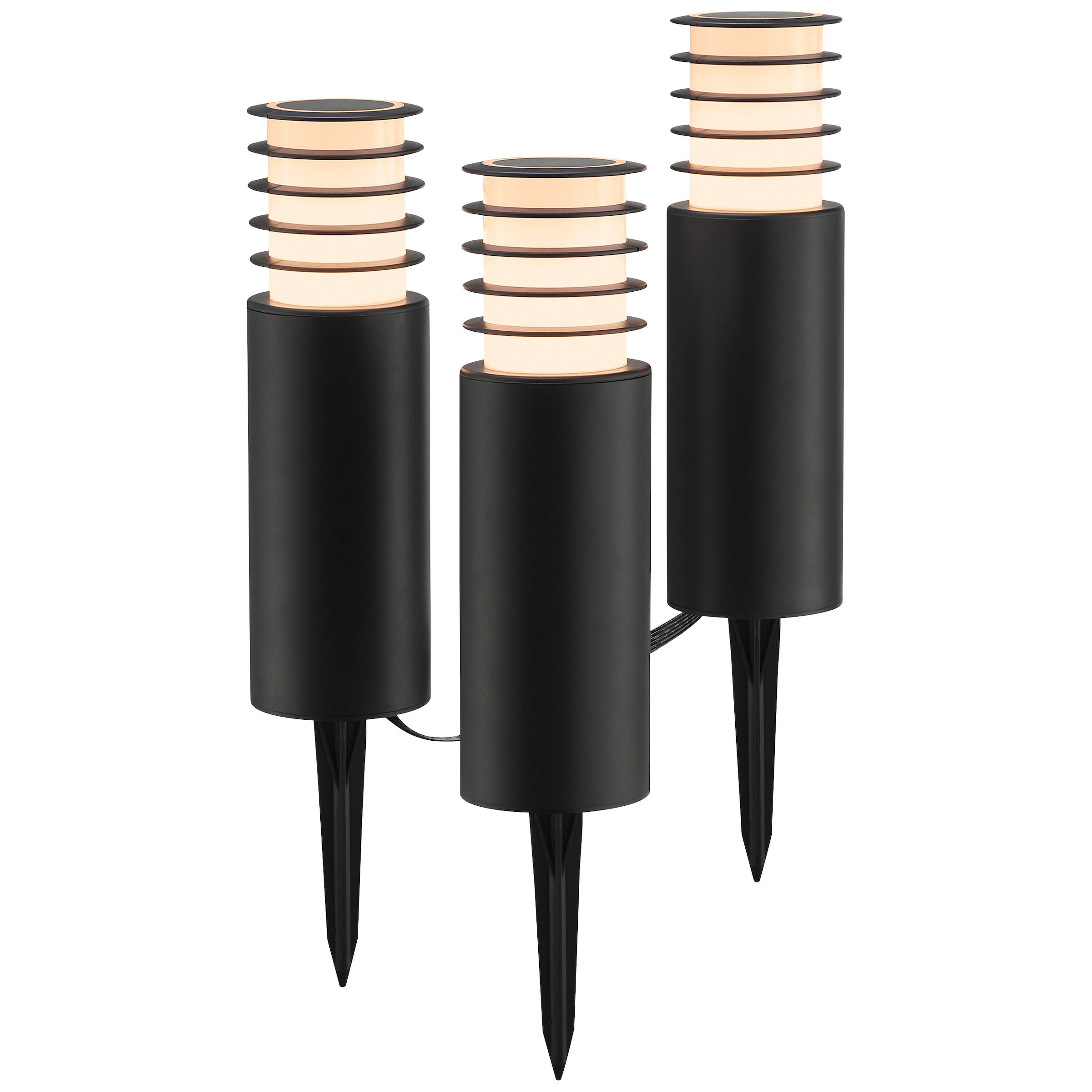 Brilliant LED Gartenleuchte »Carosu« LED-Modul 3 Stk. warmweiß - kaltweiß LED Gartenspieß 3er Set, dimmbar, RGB, CCT, IP44, App steuerbar