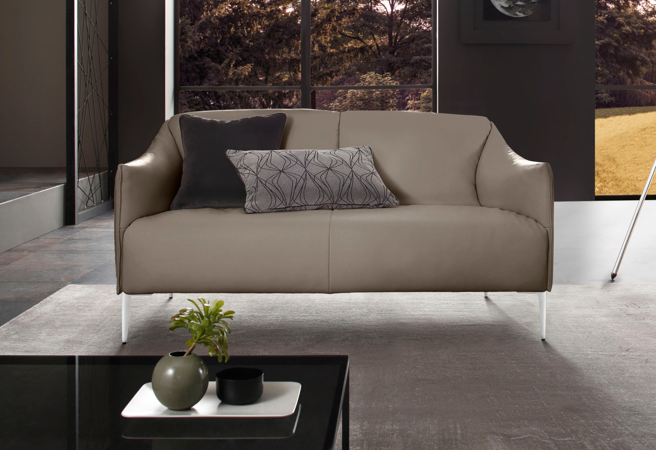 W.SCHILLIG 2-Sitzer "sally Design Sofa mit schmalen Armlehnen, bequem und elegant" mit Metallfüßen in Chrom glänzend, Breite 154 cm