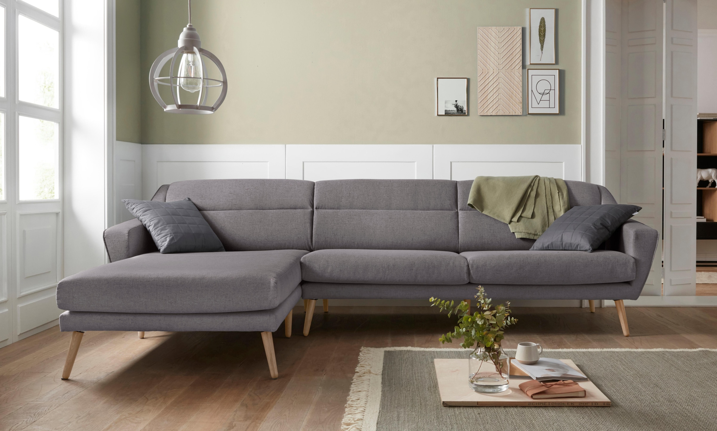 OTTO home Ecksofa "Bille L-Form" mit Naht im Rückenkissen und Beinen aus Ei günstig online kaufen