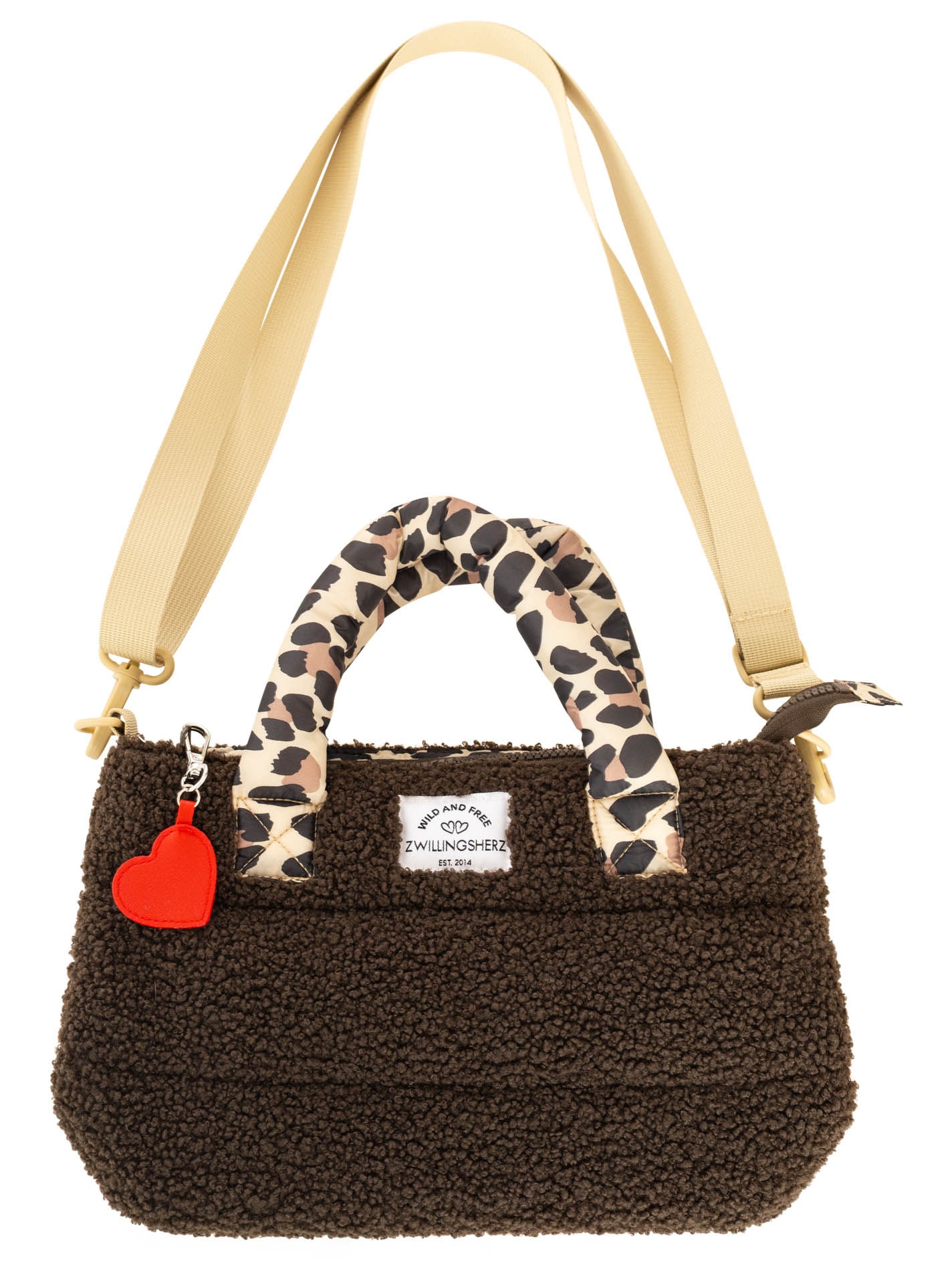 Zwillingsherz Tragetasche ""Teddy Leo Classic"" Teddy-Material, Leo Henkel, Herzanhänger, Schulterriemen