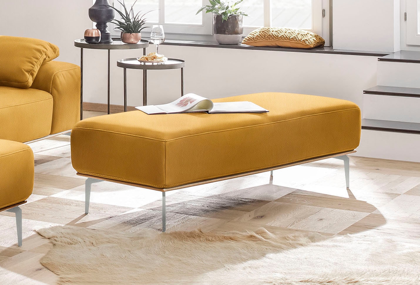 W.SCHILLIG mit elegantem Holzsockel, Füße in Chrom glänzend, Breite 150 cm günstig online kaufen