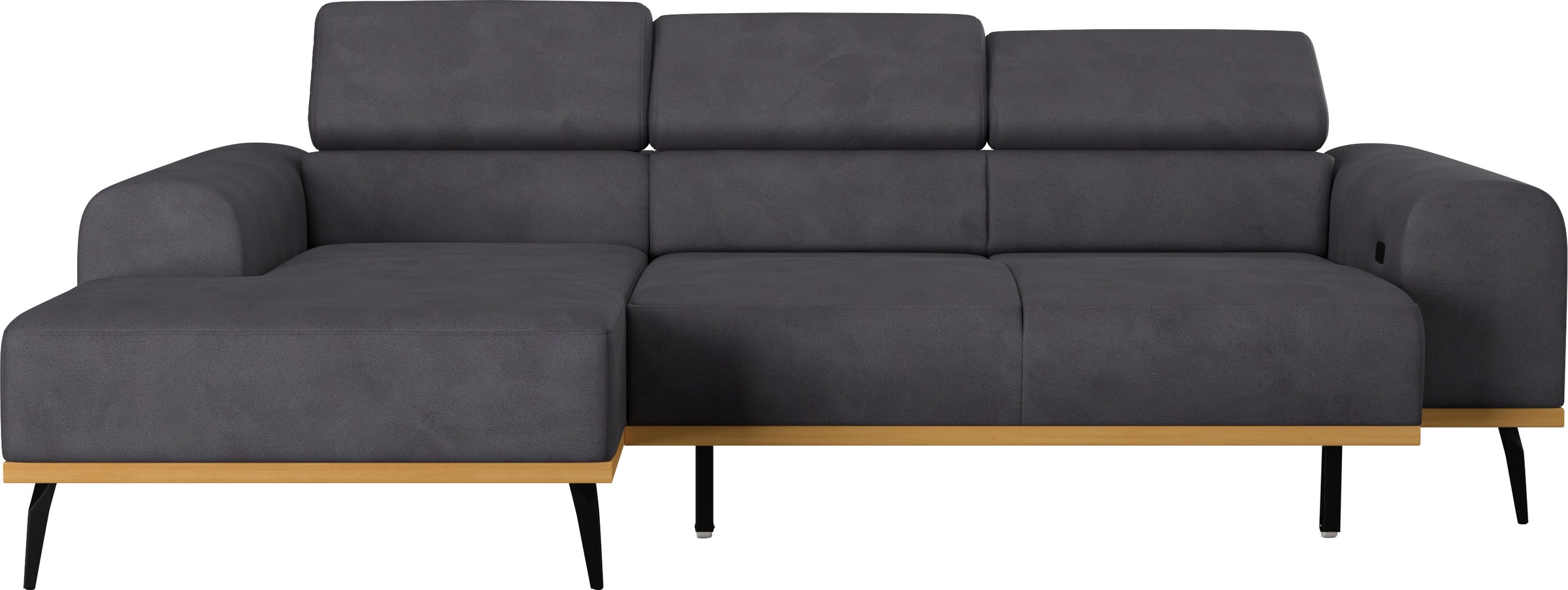 Places of Style Ecksofa »Carlo L-Form«, mit Kopfteilverstellung & Holz-Rahmenoptik, wahlweise Relaxfunktion